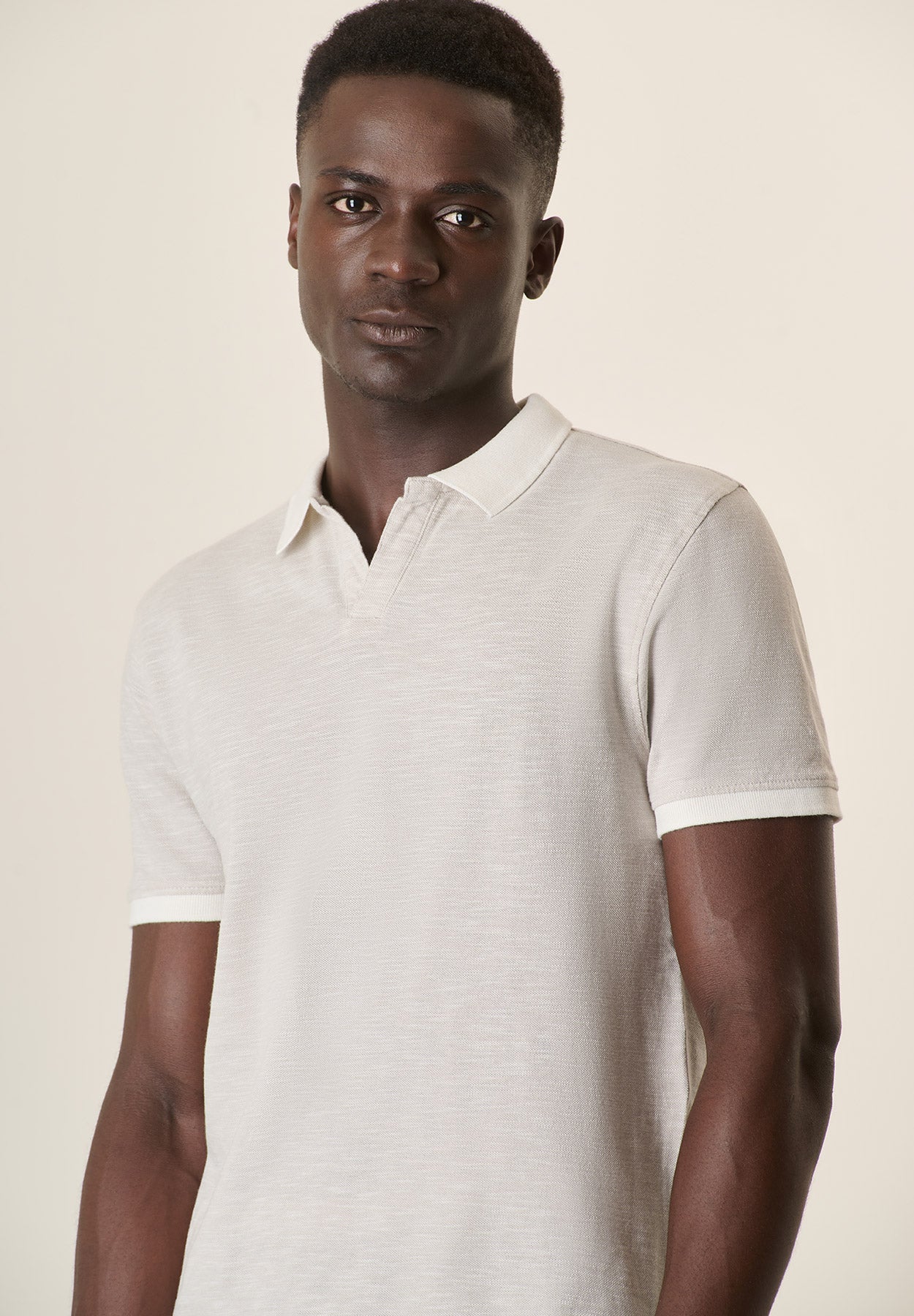 Polo beige cotone slub derby - Image 2