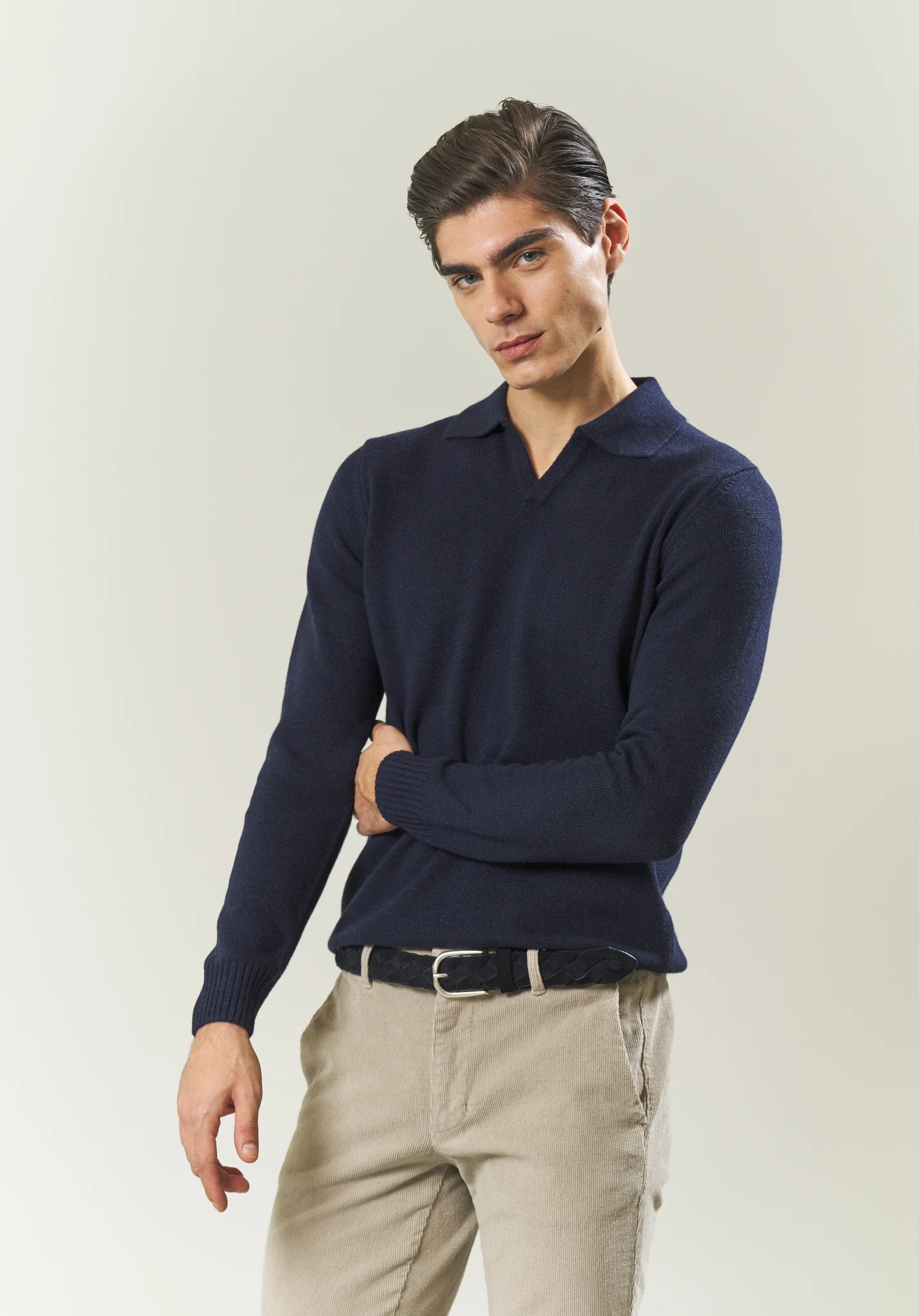 Polo derby blu navy misto lana - Image 2
