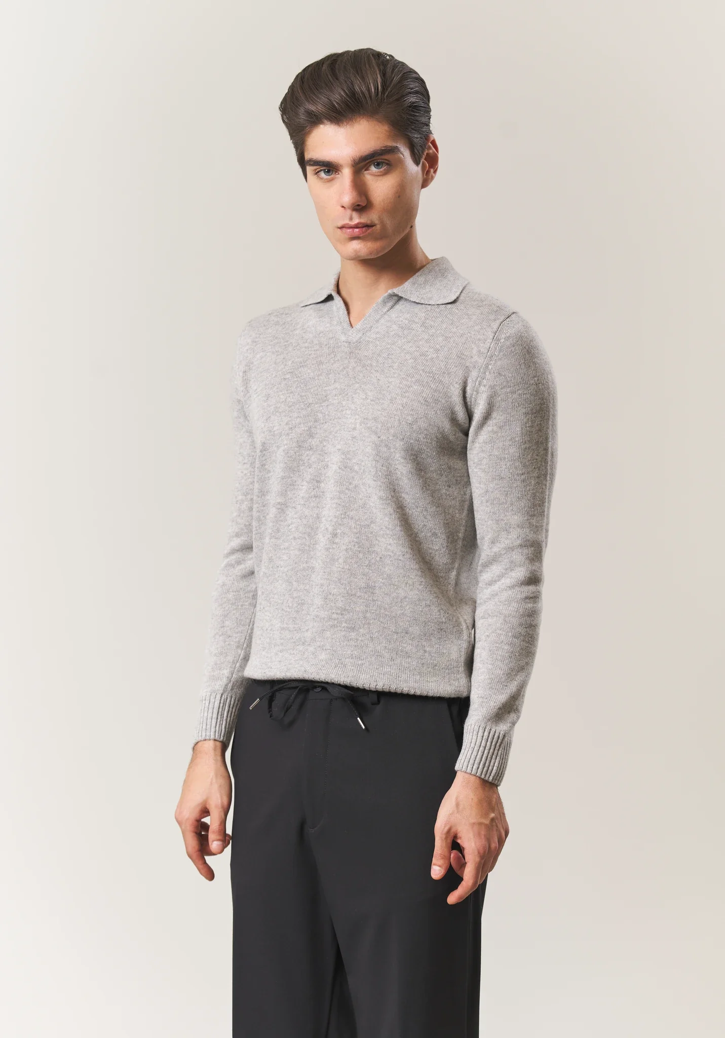 Polo derby grigio chiaro misto lana - Image 3