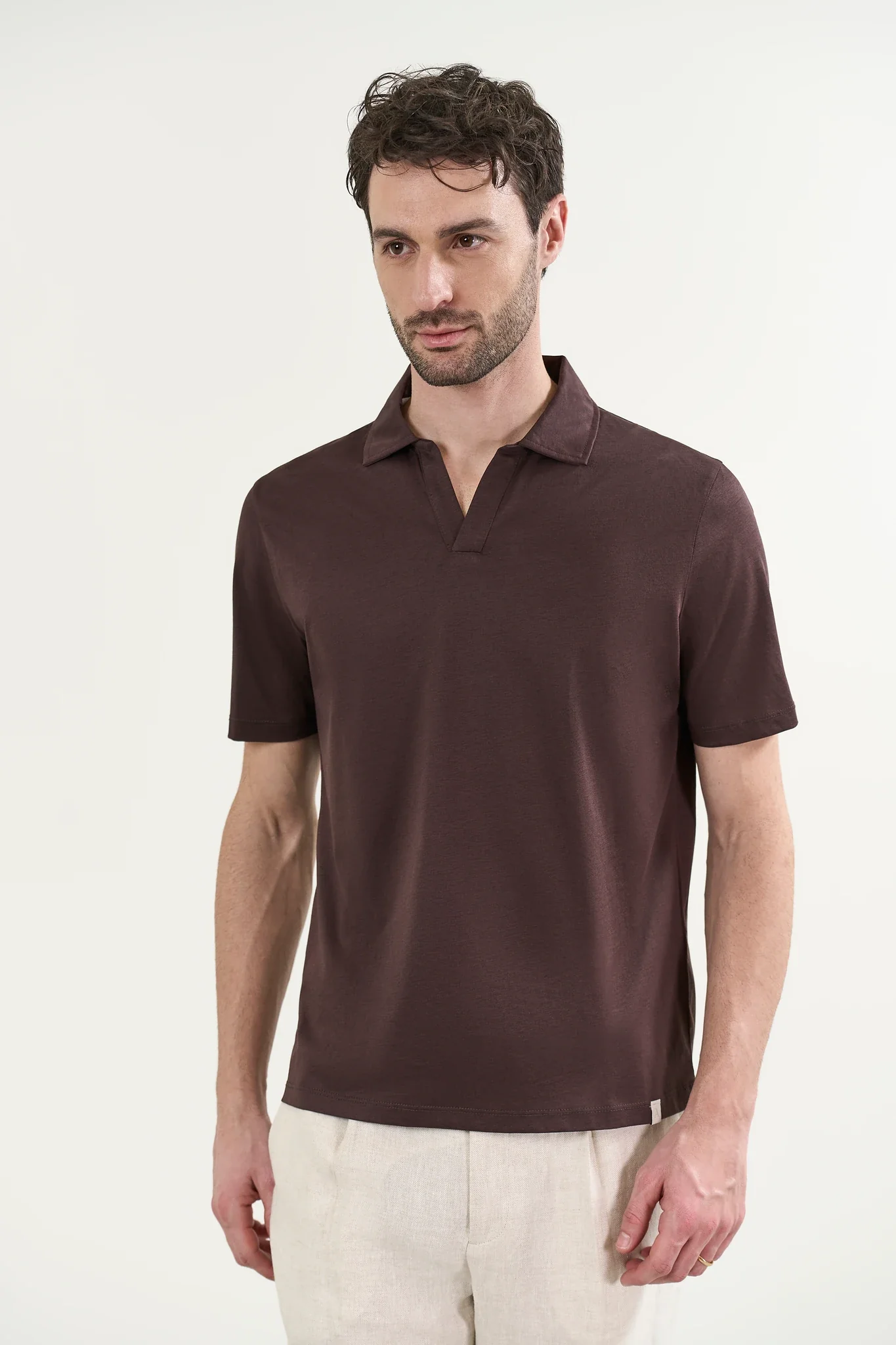 Polo marrone derby jersey
