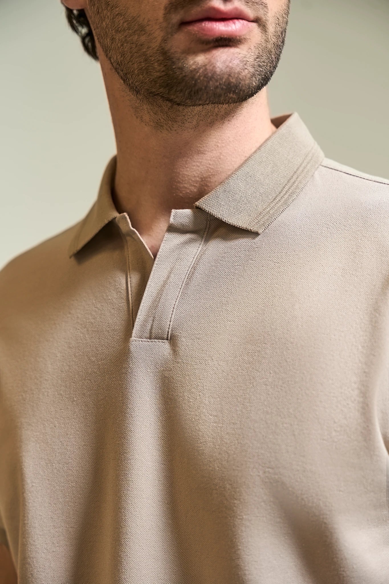 Polo beige derby misto cotone piquet melange - Image 2