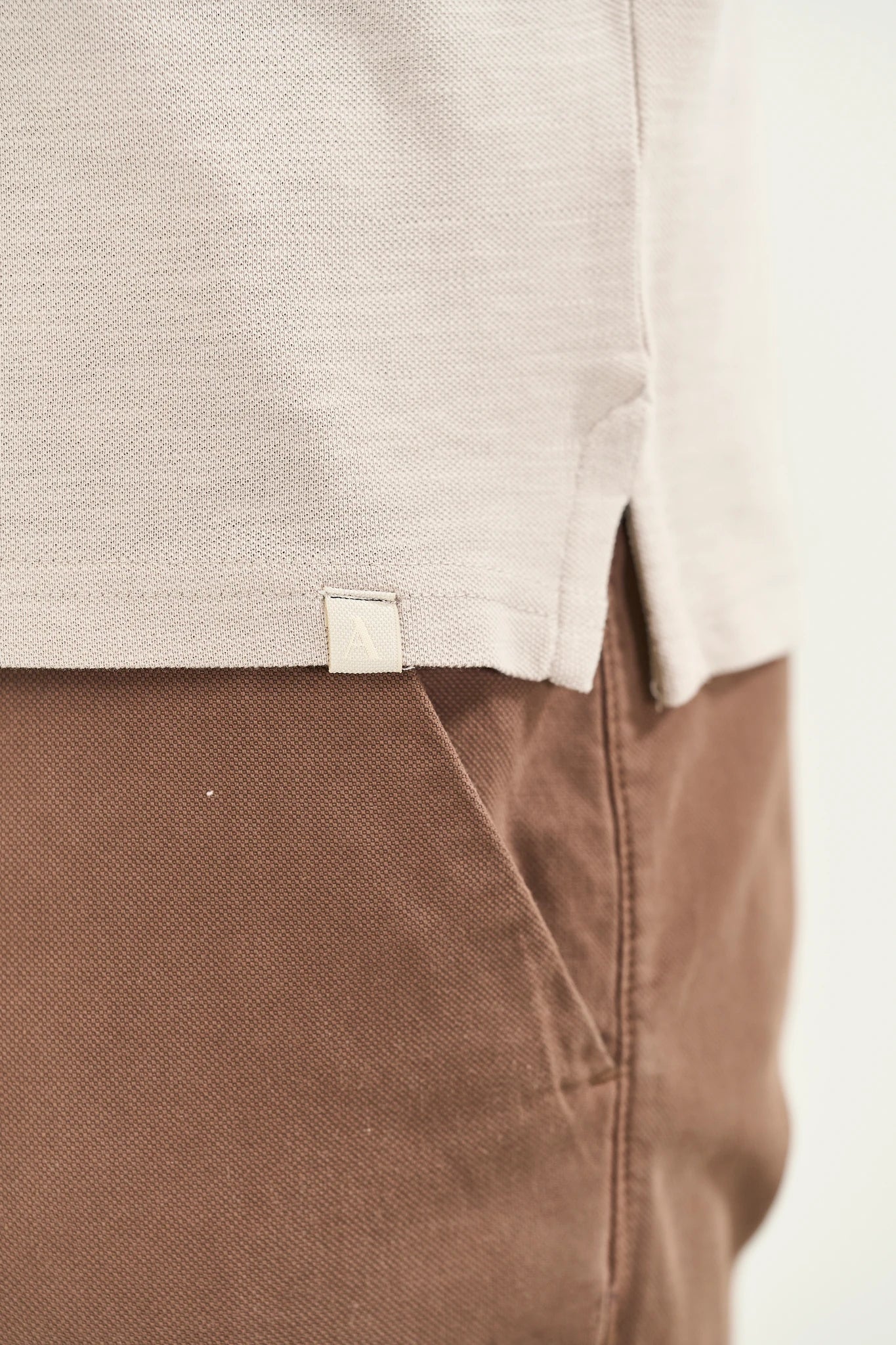 Polo beige piquet cotone slub - Image 3