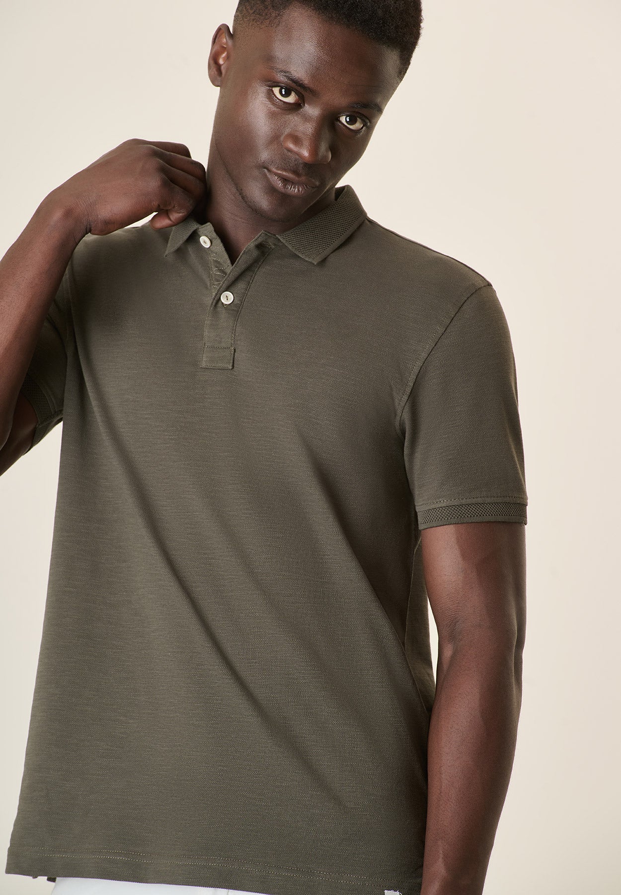 Polo verde cotone slub - Image 2