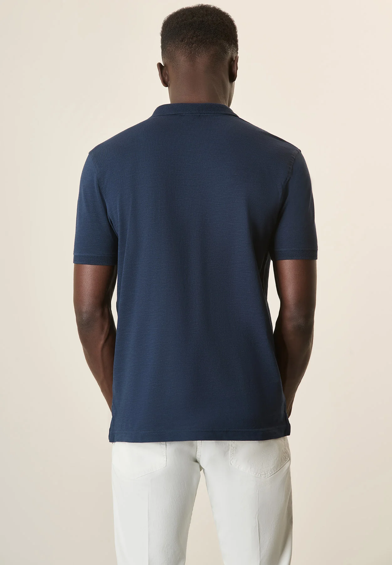 Polo blu cotone slub - Image 3