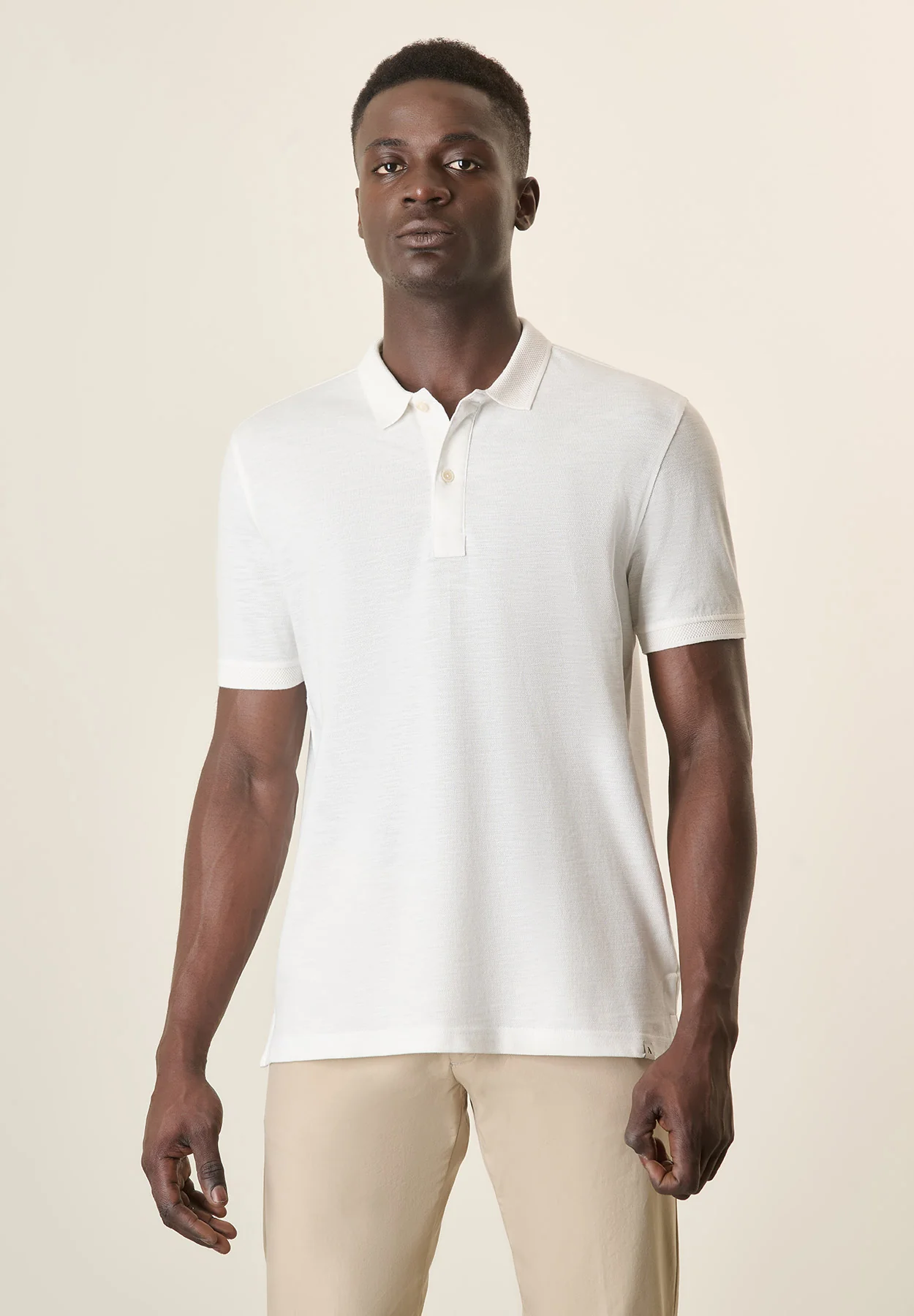 Polo ecrù cotone slub