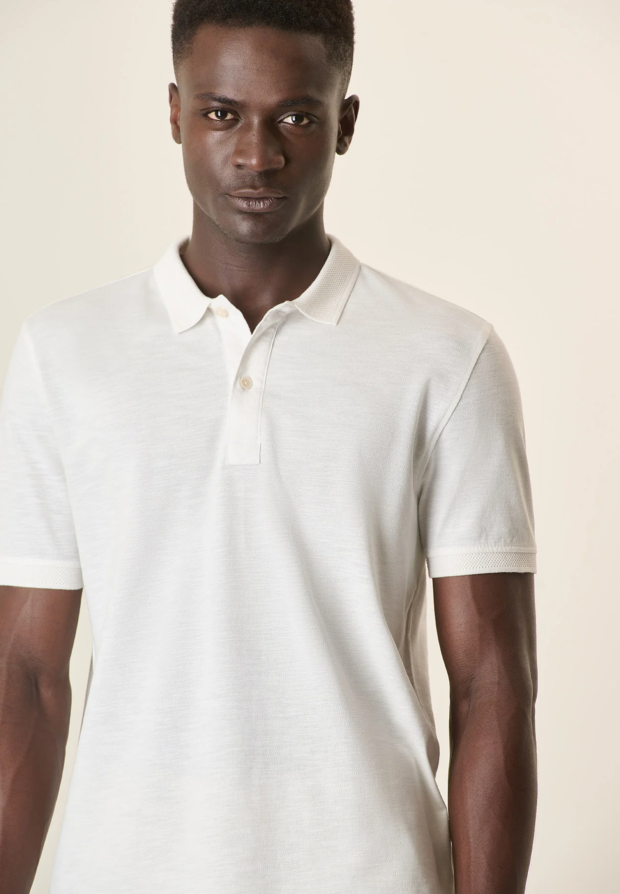 Polo ecrù cotone slub - Image 2
