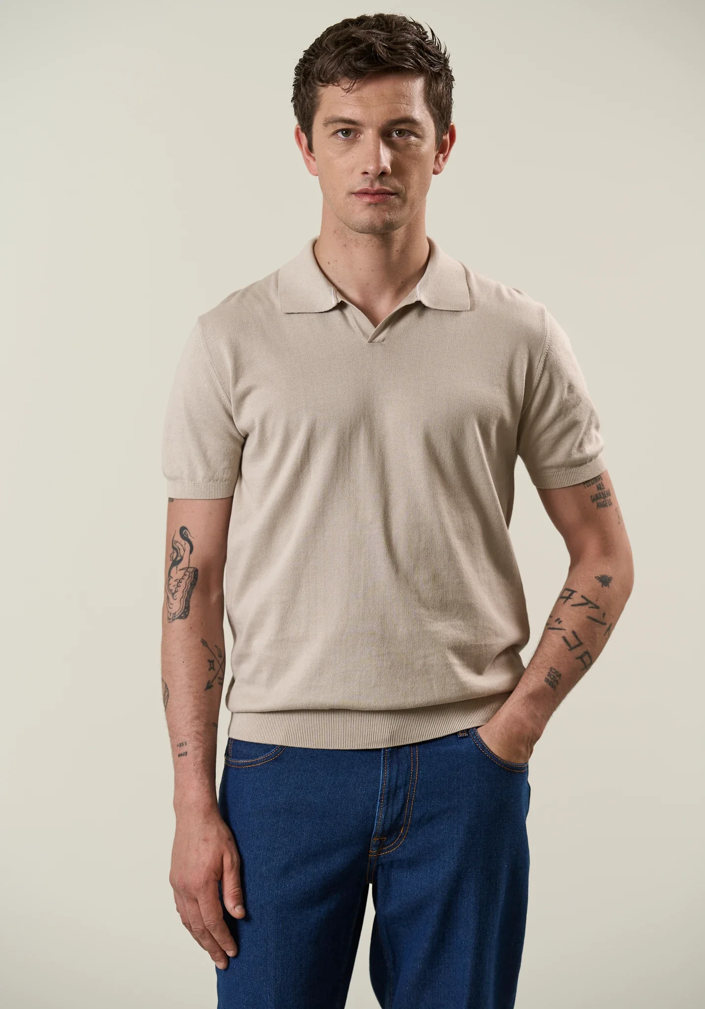 Polo beige derby cotone tricotina - Image 2