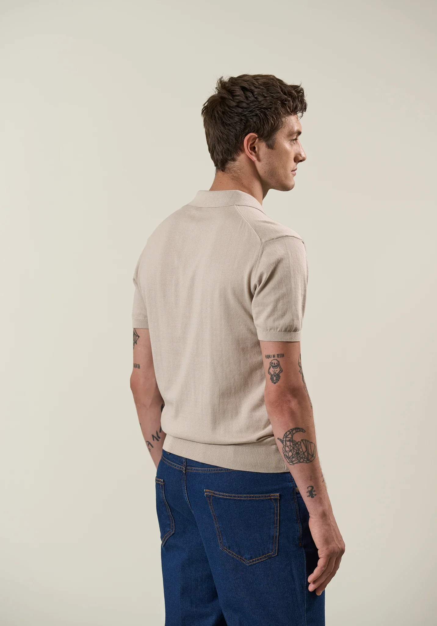 Polo beige derby cotone tricotina - Image 3