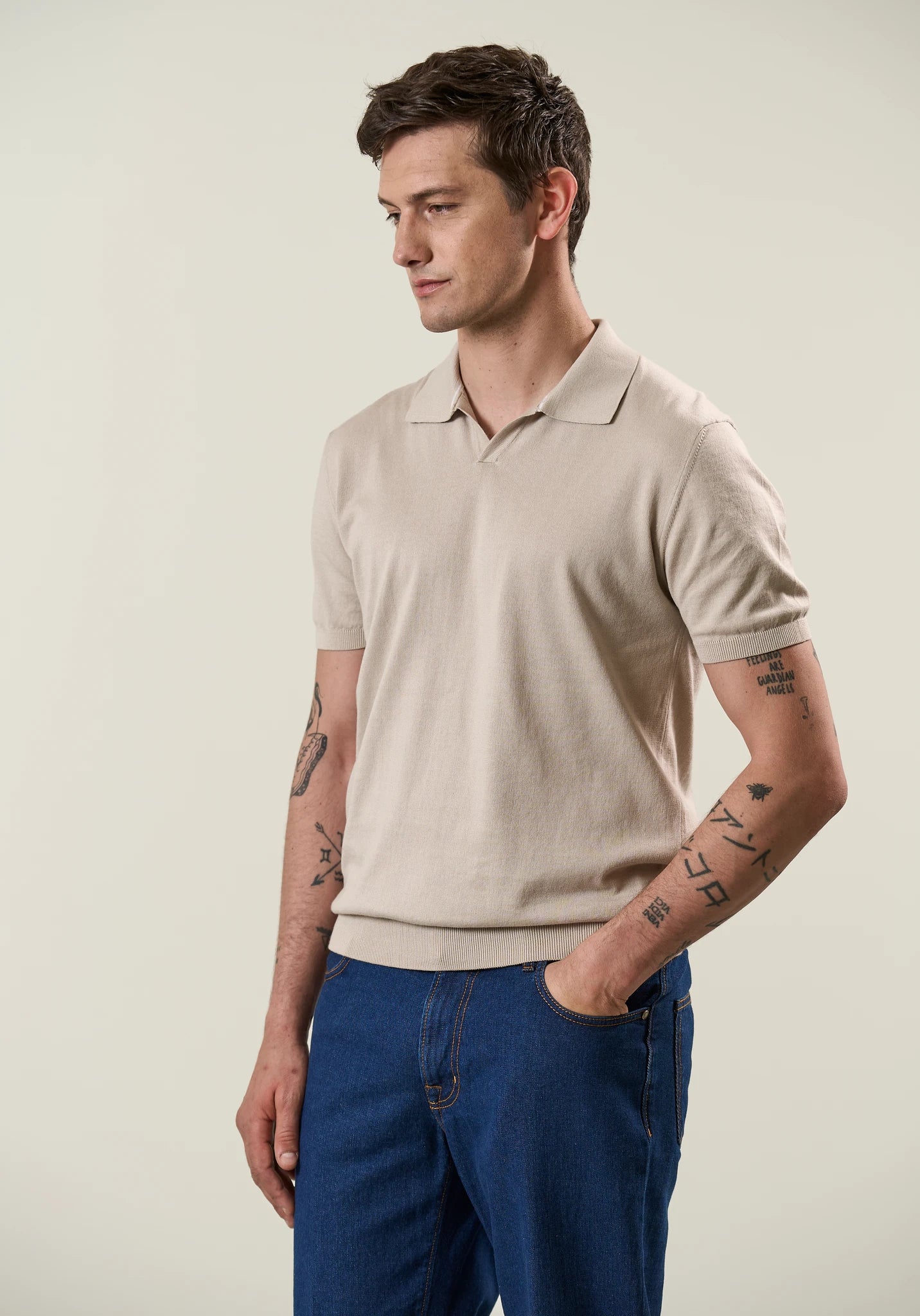 Polo beige derby cotone tricotina - Image 4