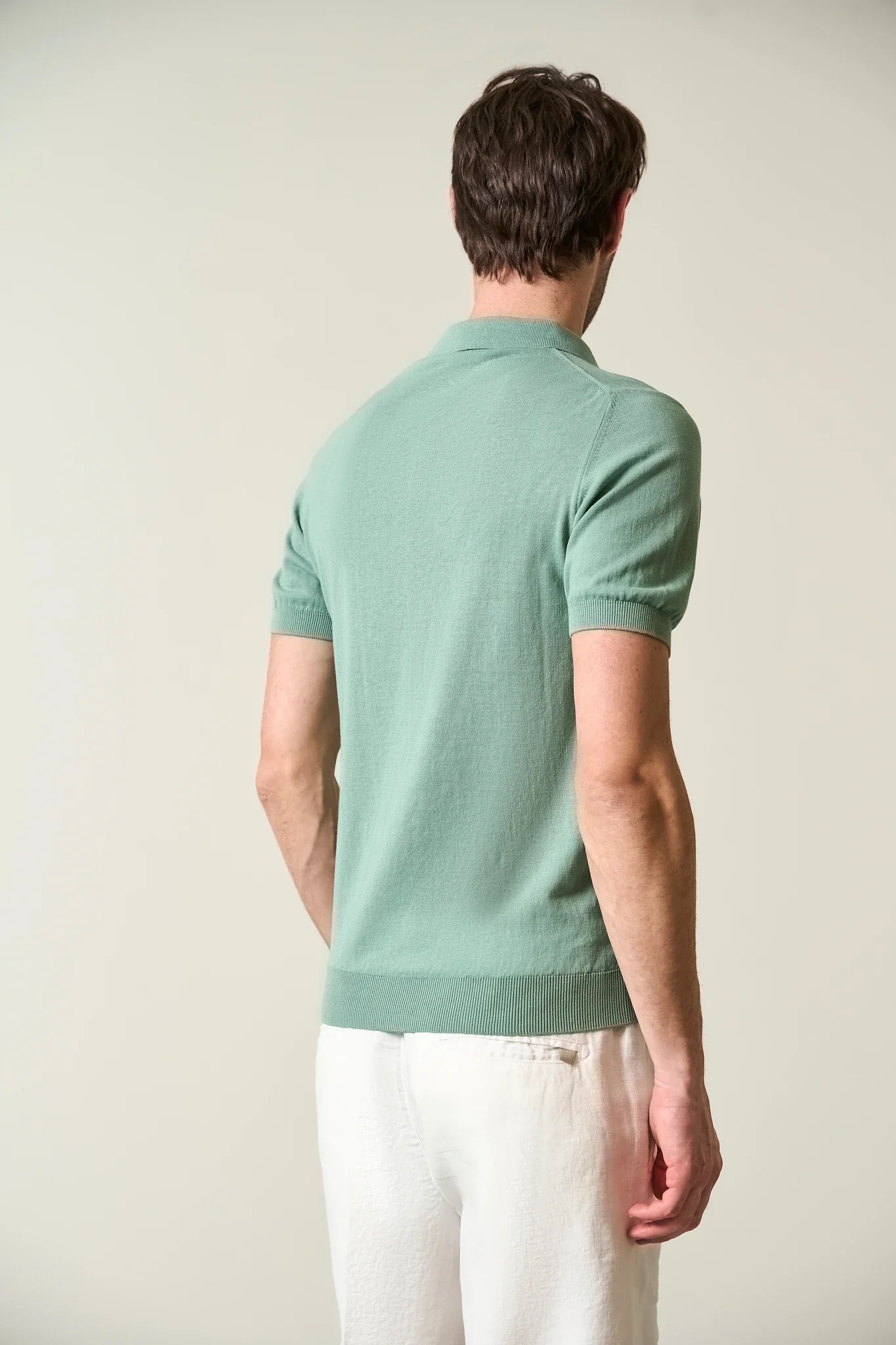 Polo verde chiaro cotone tricotina crepe - Image 4