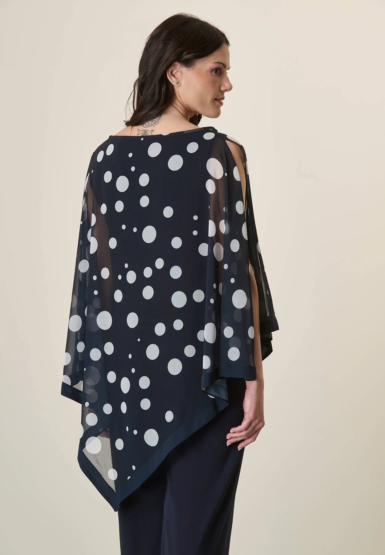 Poncho blu pois con top - Image 3