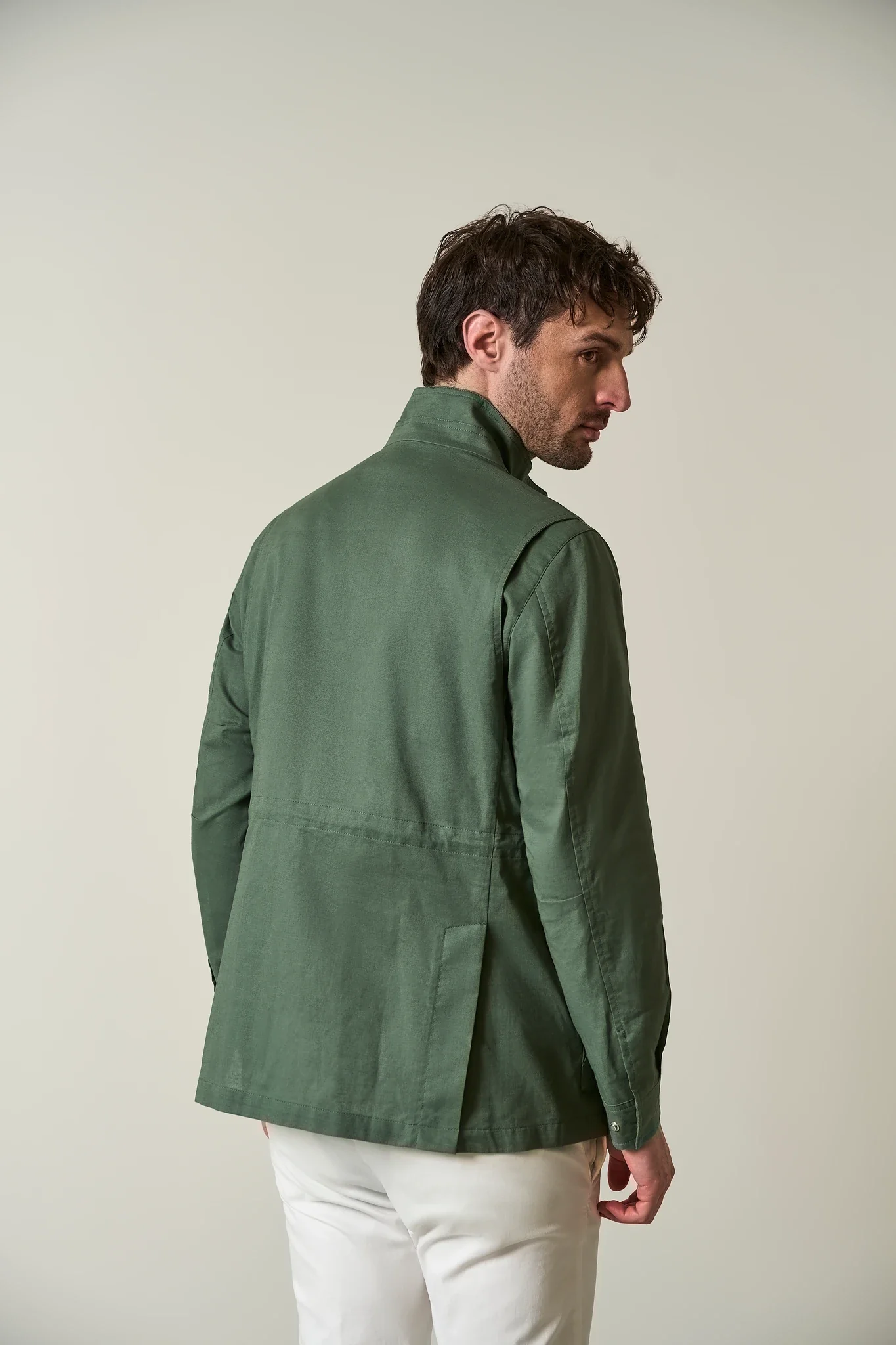 Giacca sahariana verde lino cotone - Image 5