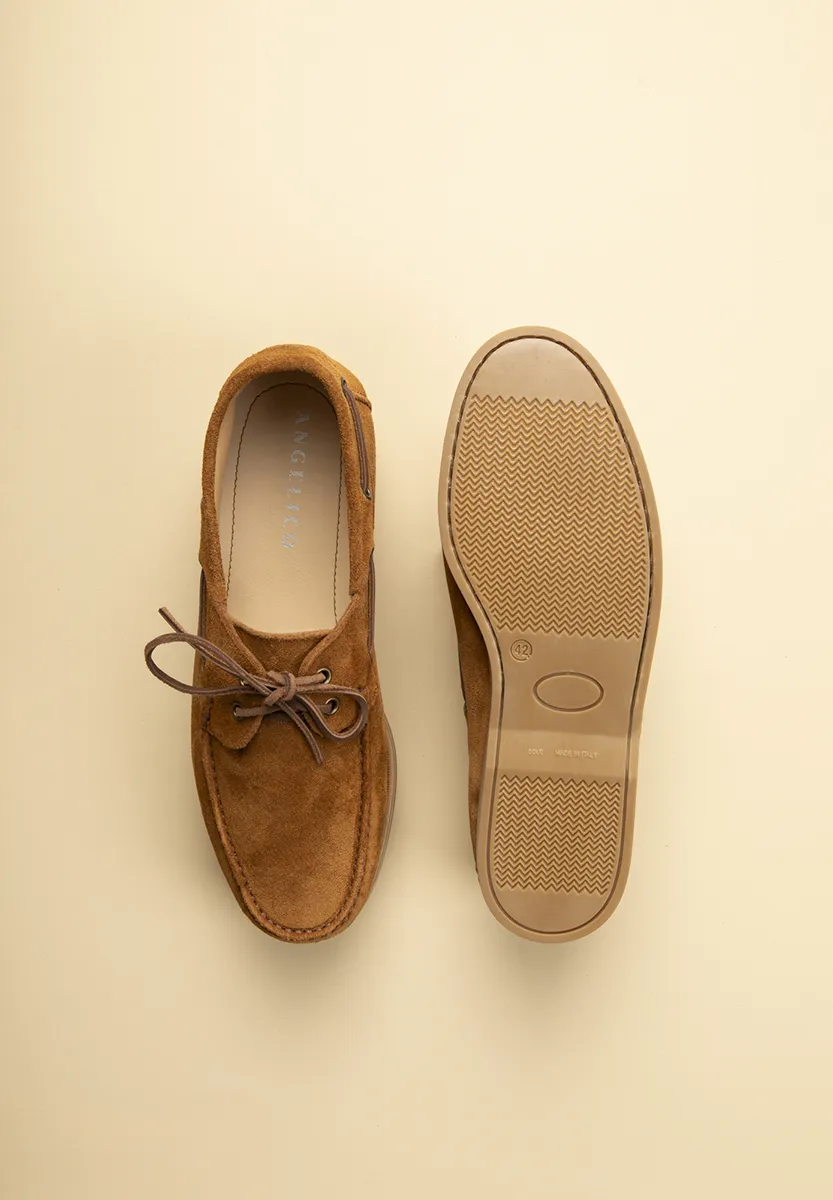 Mocassino barca cognac pelle scamosciata - Image 3