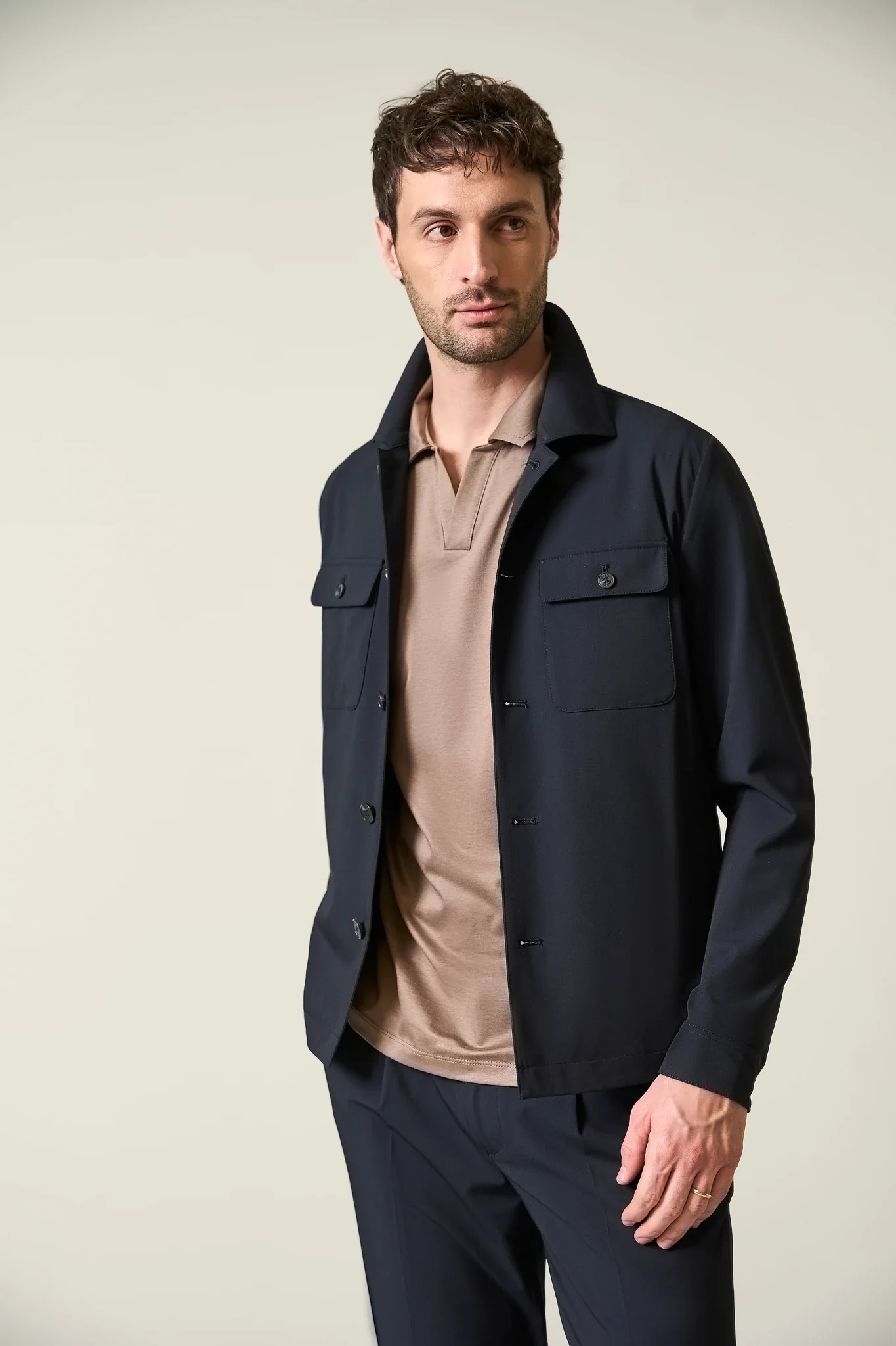Overshirt tessuto tecnico blu navy