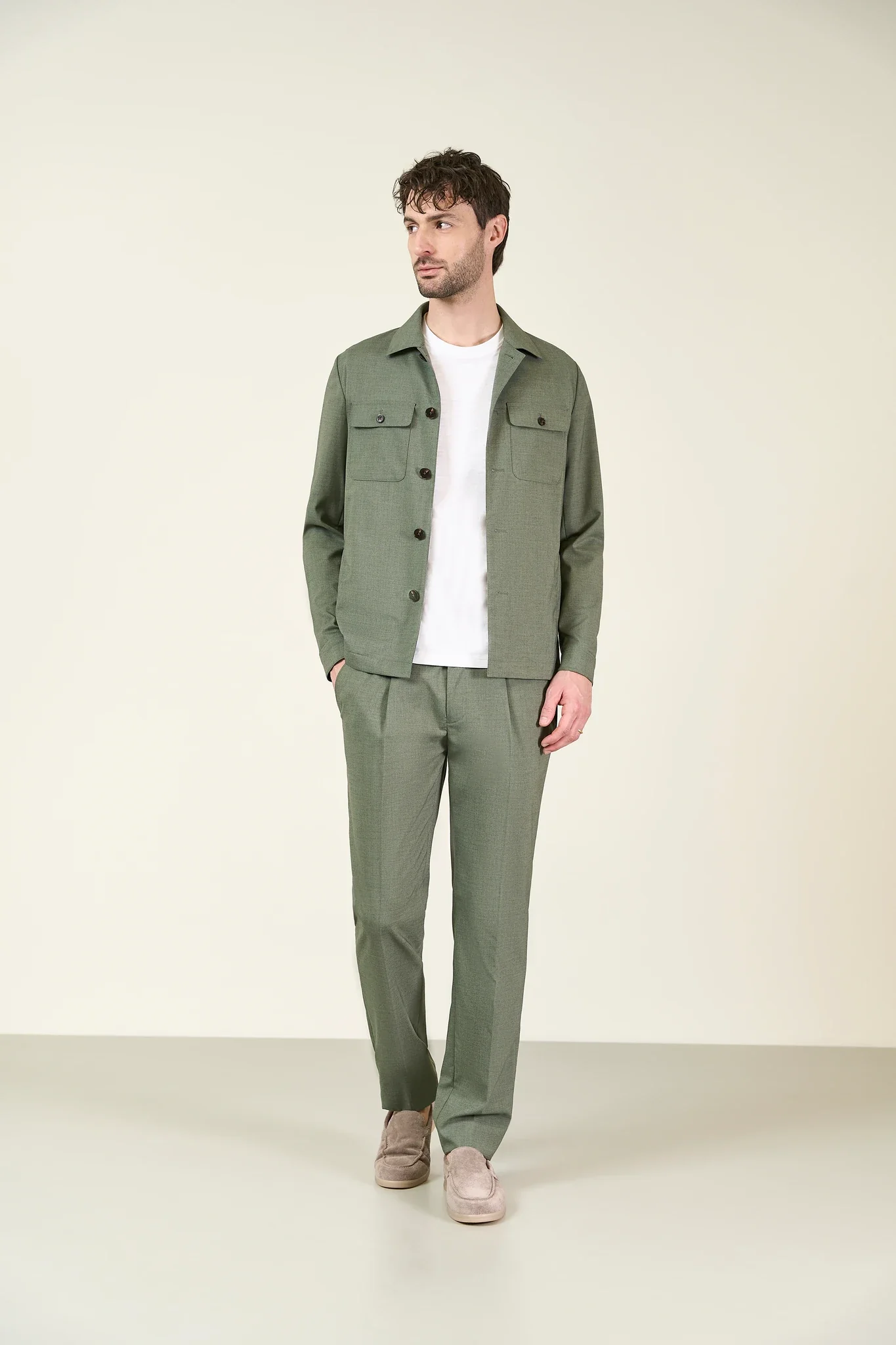 Overshirt tessuto tecnico verde - Image 5