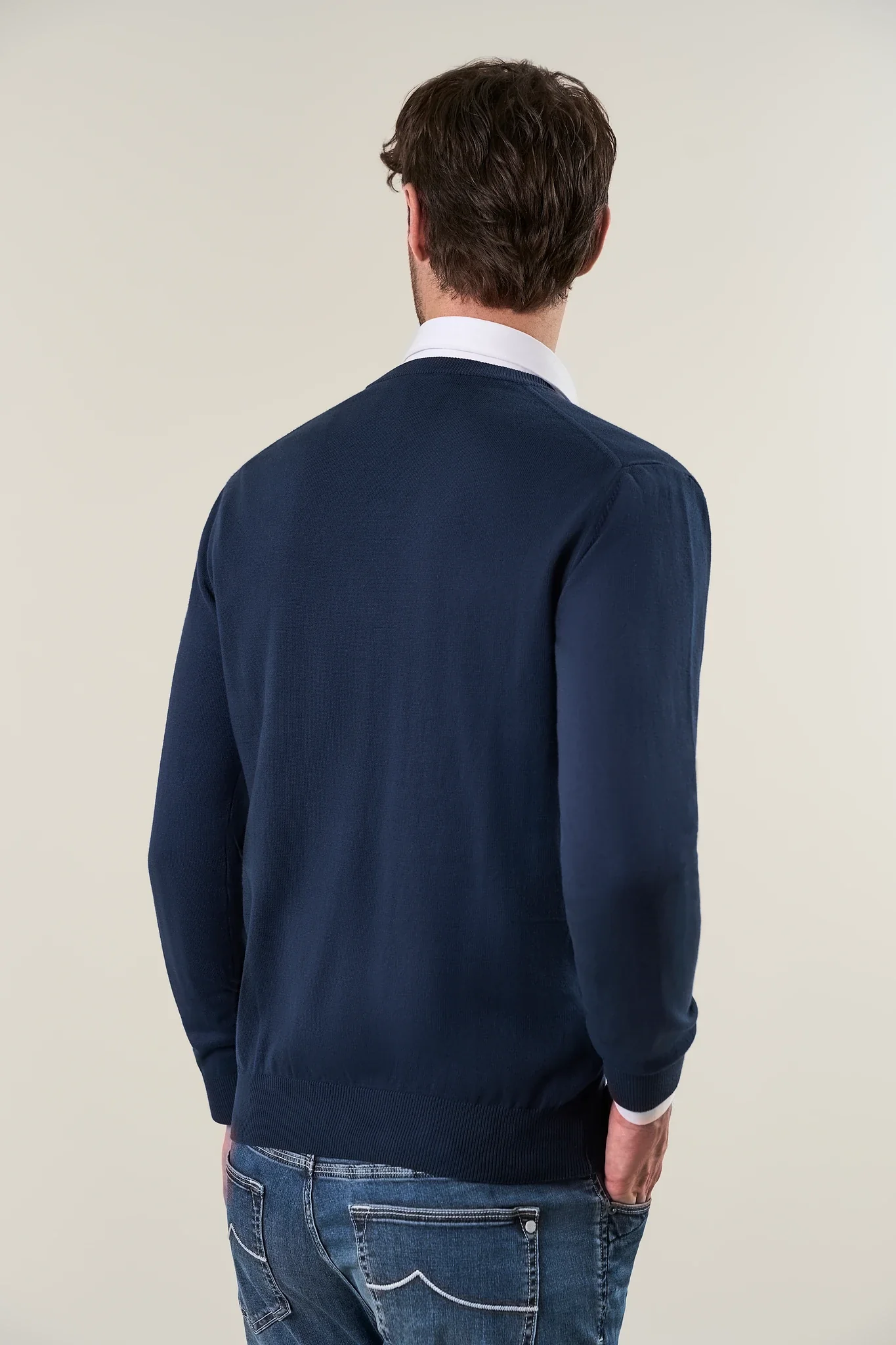 Scollo V blu cotone - Image 4