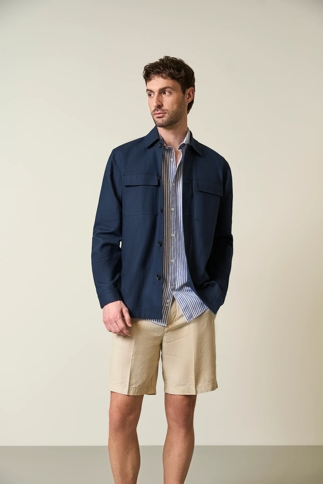 Overjacket blu cotone lino resca - Image 4