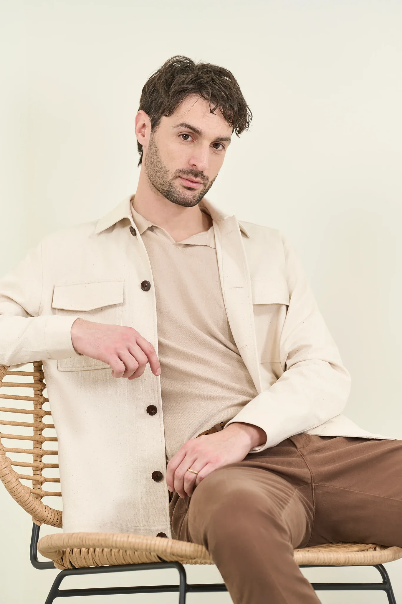 Overjacket ecrù misto cotone resca