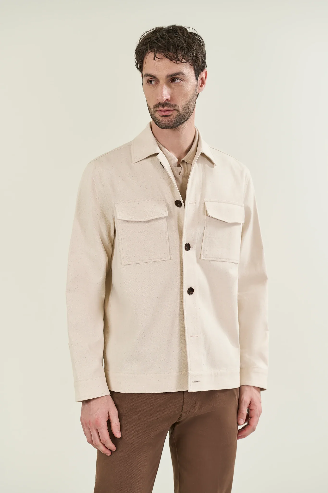 Overjacket ecrù misto cotone resca - Image 2