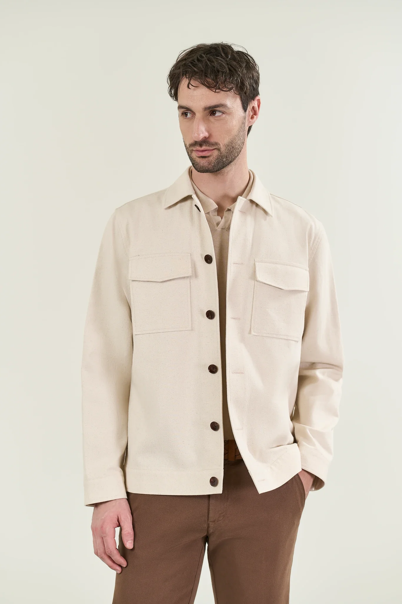 Overjacket ecrù misto cotone resca - Image 4