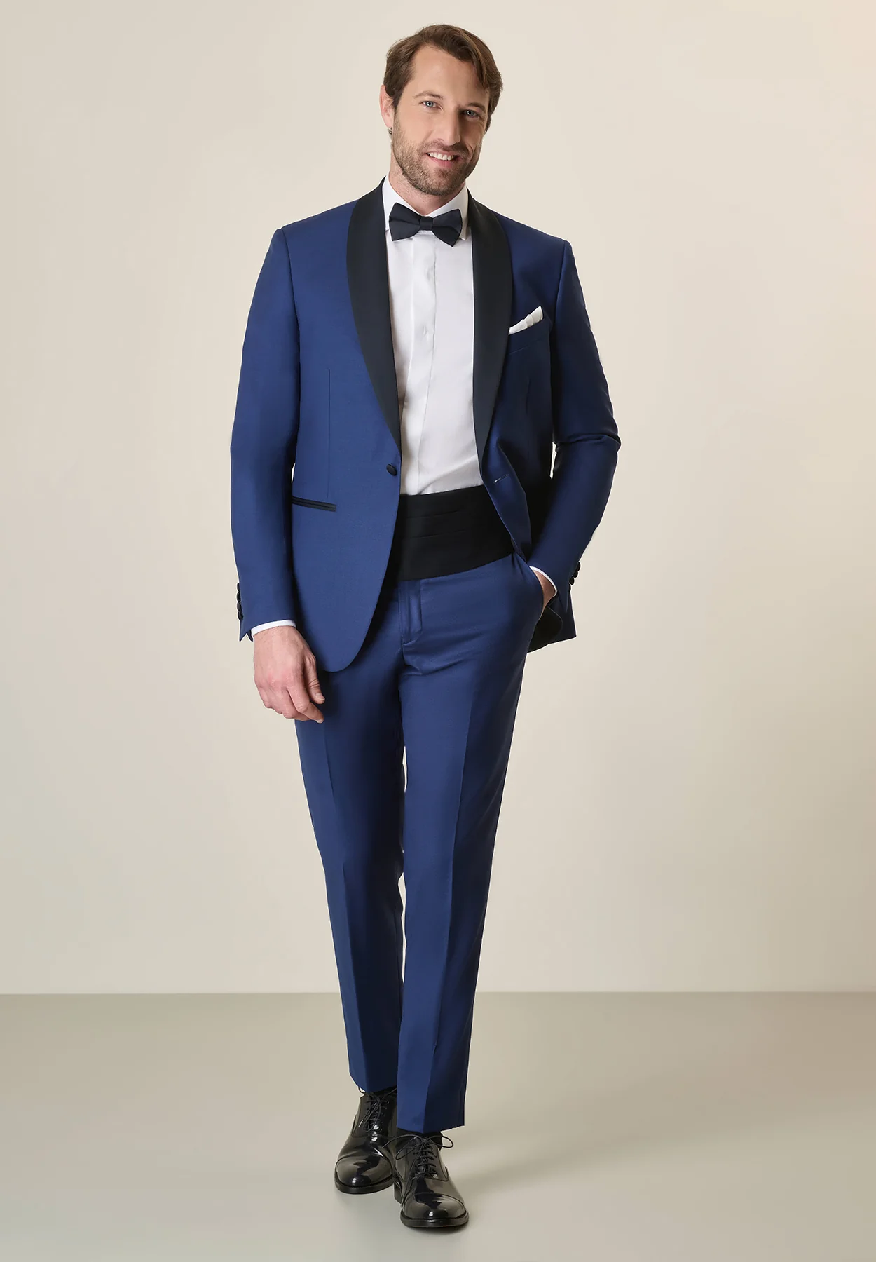 Smoking bluette collo scialle lana custom fit - Image 5
