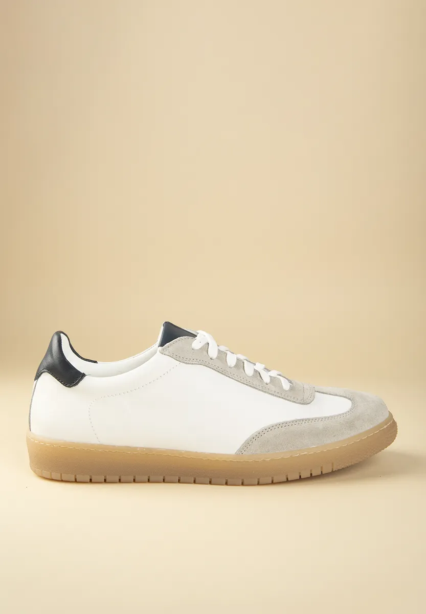 Sneaker bianca pelle punta suede - Image 2
