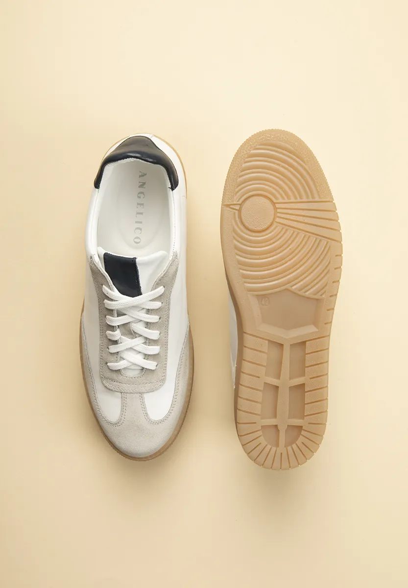 Sneaker bianca pelle punta suede - Image 3