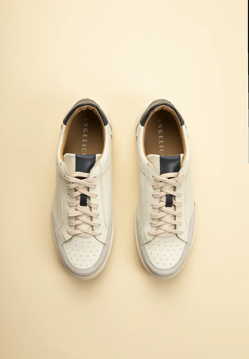 Sneaker panna dettagli blu pelle