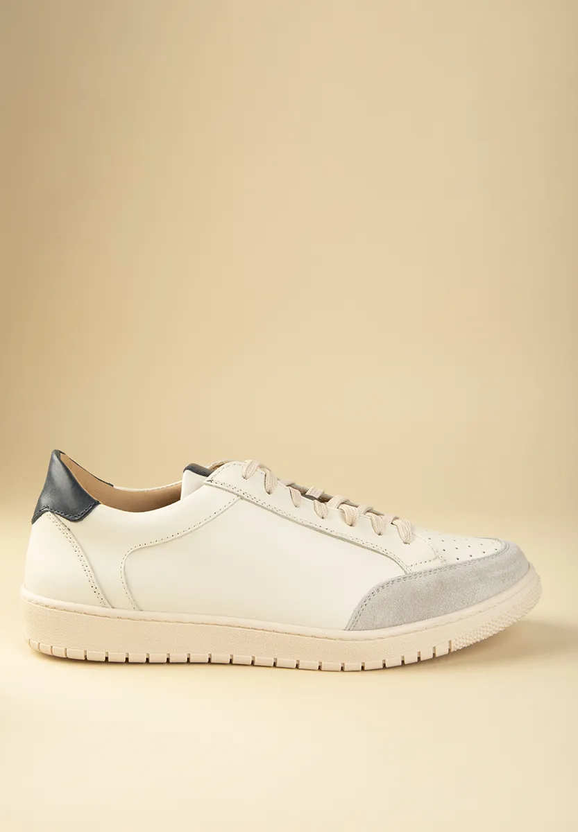 Sneaker panna dettagli blu pelle - Image 2