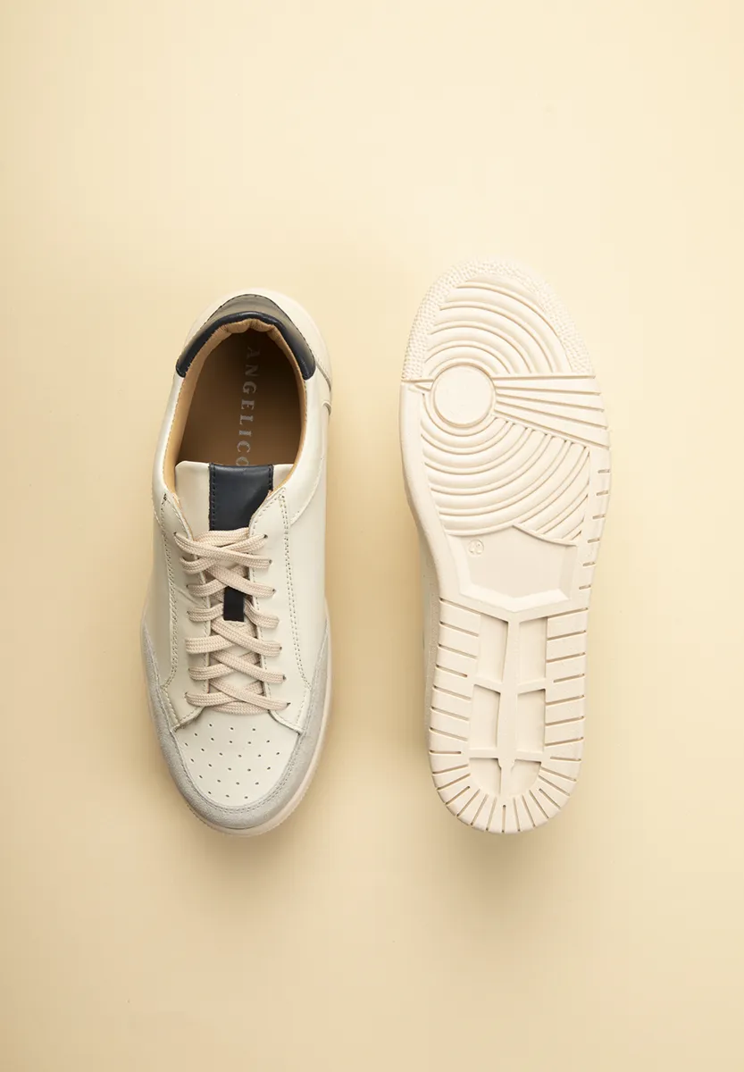 Sneaker panna dettagli blu pelle - Image 3