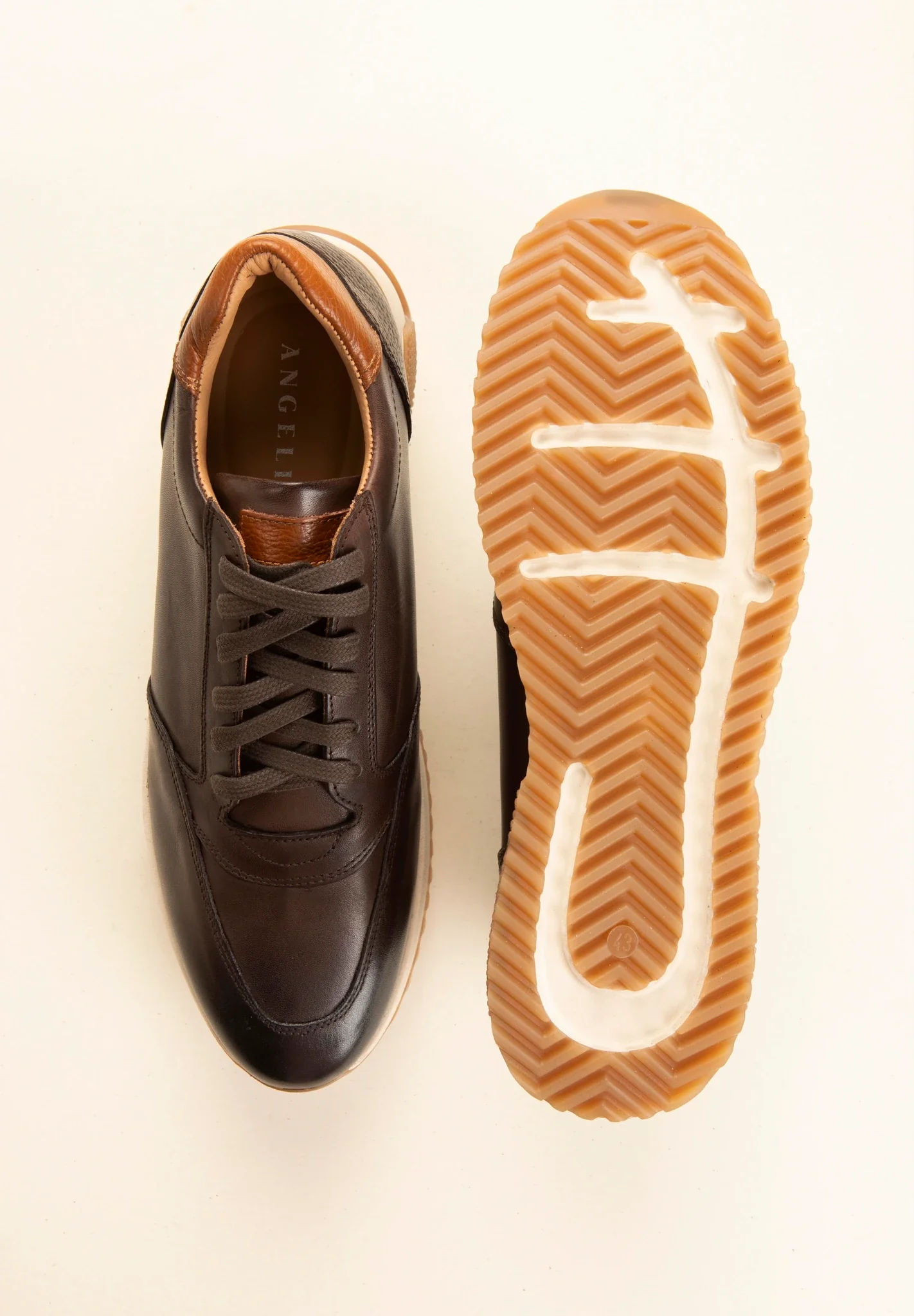 Sneaker marrone pelle stringata - Image 3