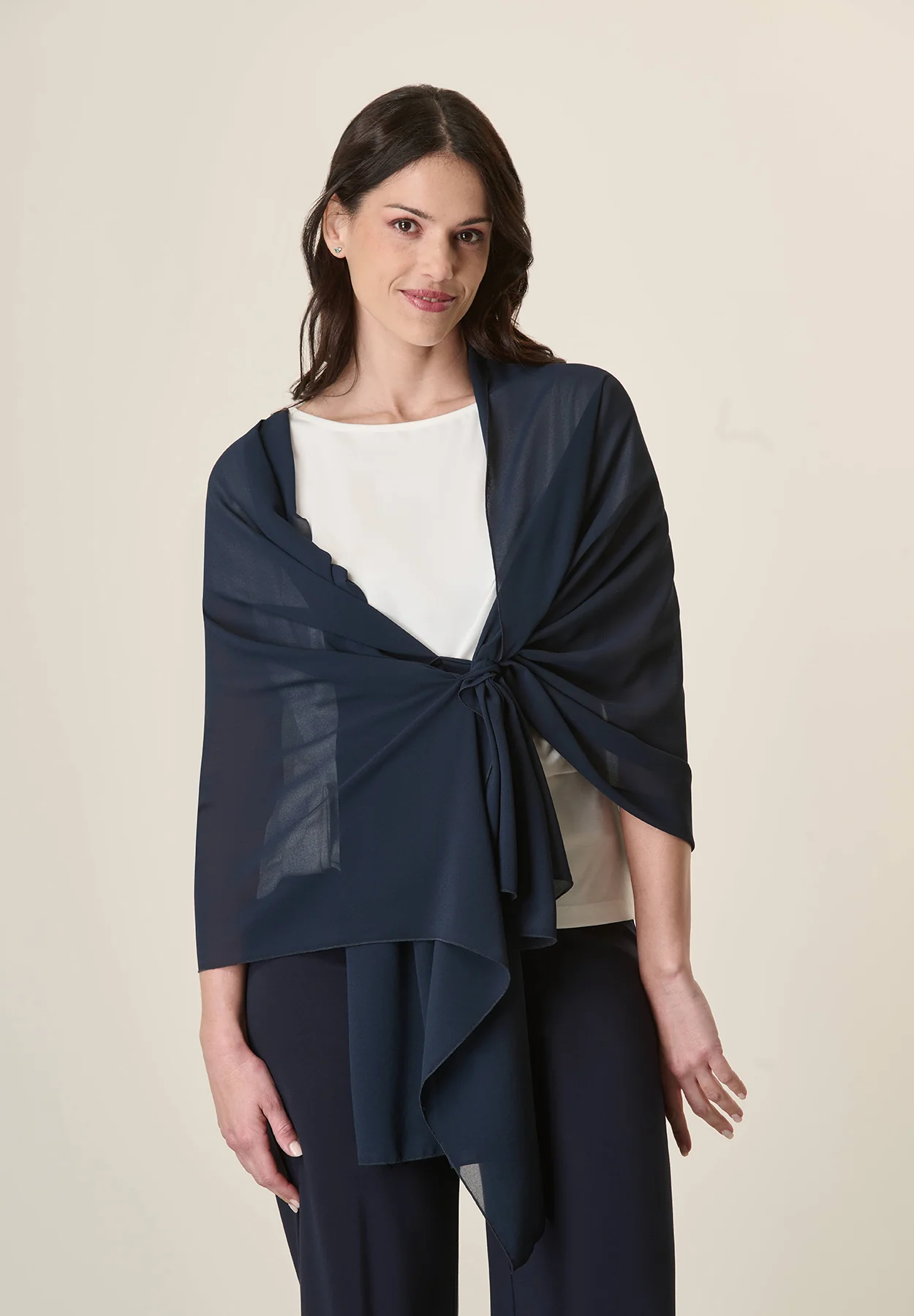 Stola blu crepè leggera