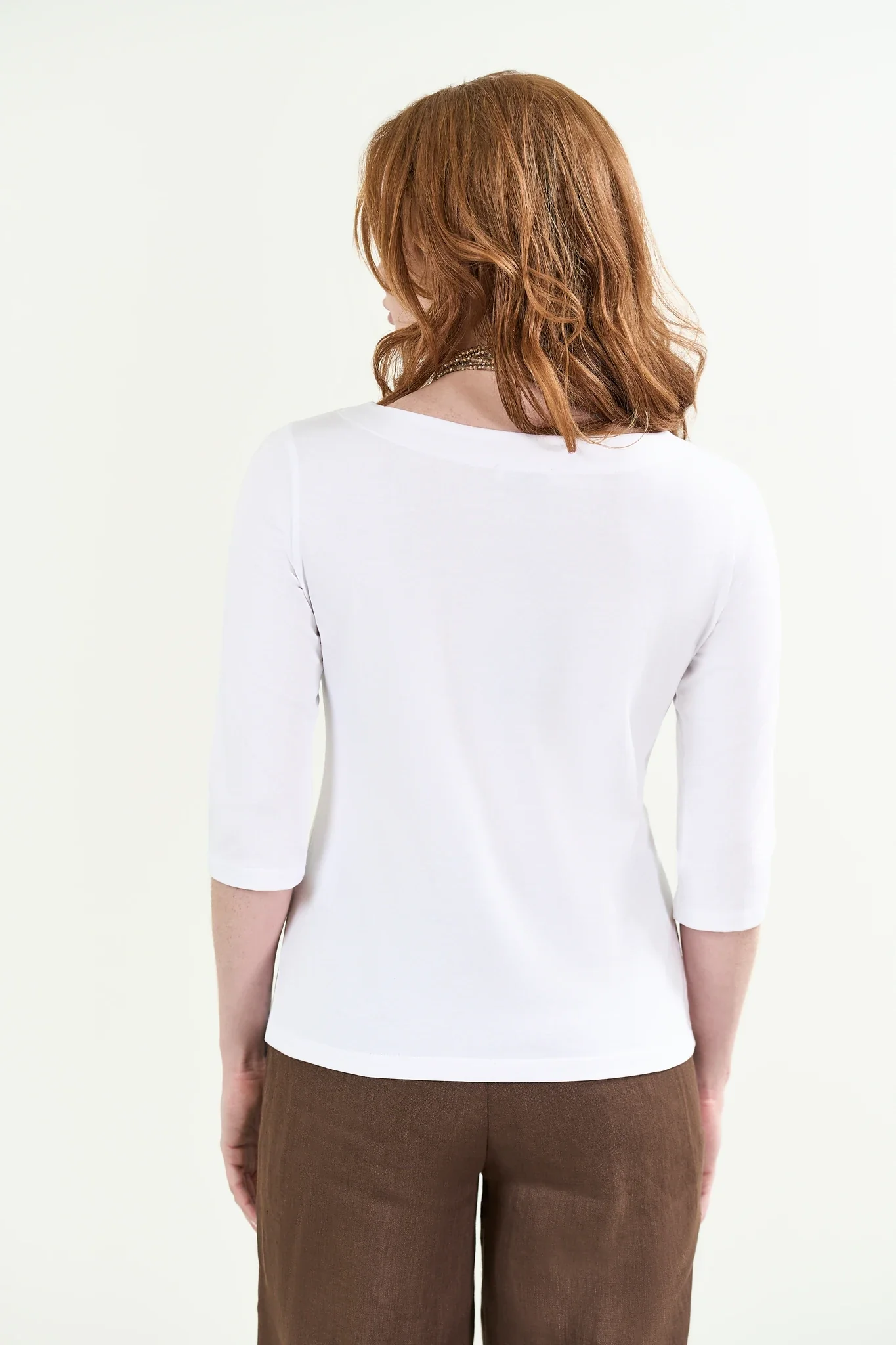 T-Shirt bianca cotone stretch manica 3/4 - Image 3