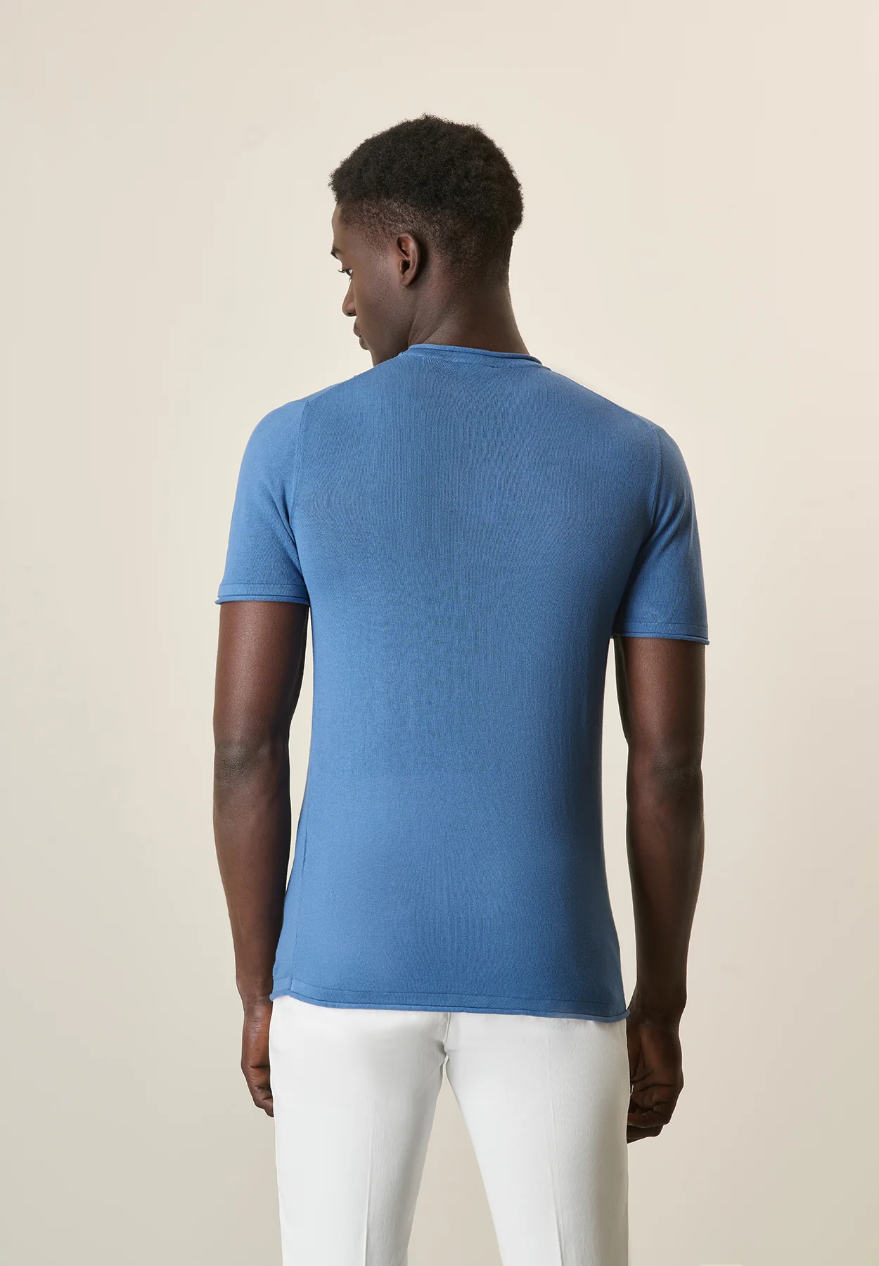 T-Shirt denim cotone crepe con taschino - Image 3