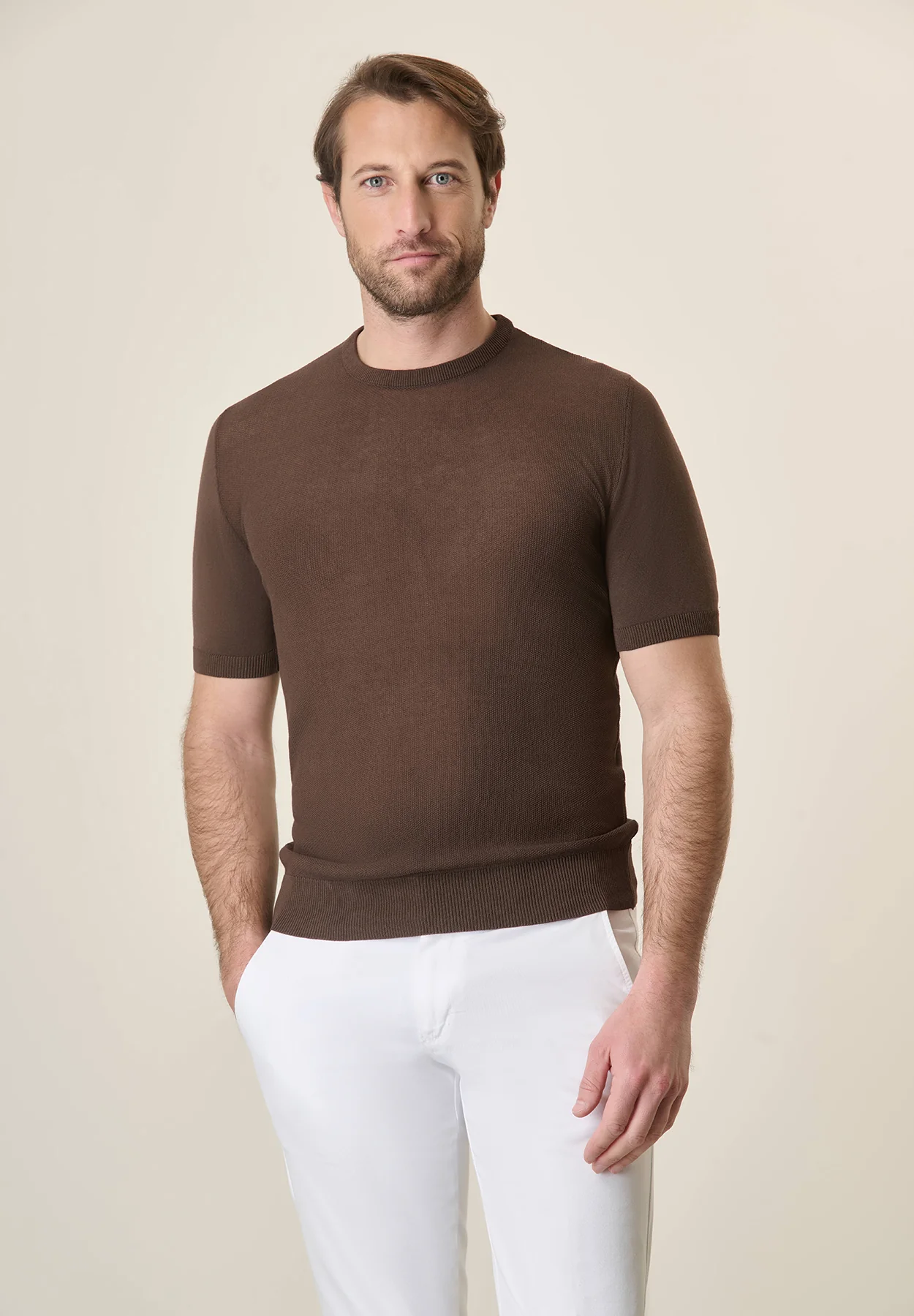 T-Shirt moro grana di riso cotone crepe