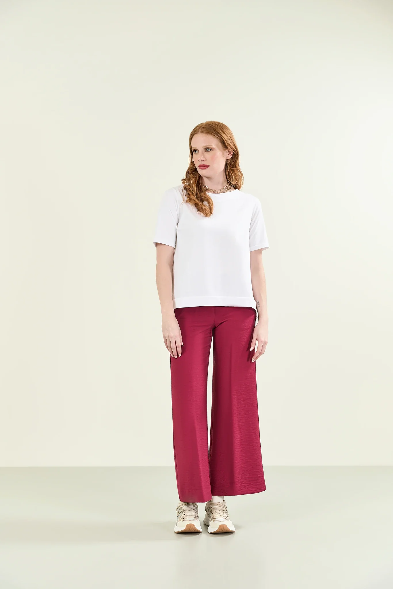 T-shirt bianco over cotone stretch - Image 3