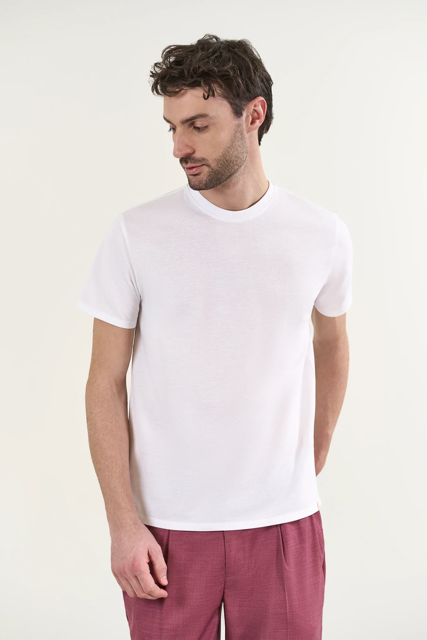 T-Shirt bianco piquet misto cotone