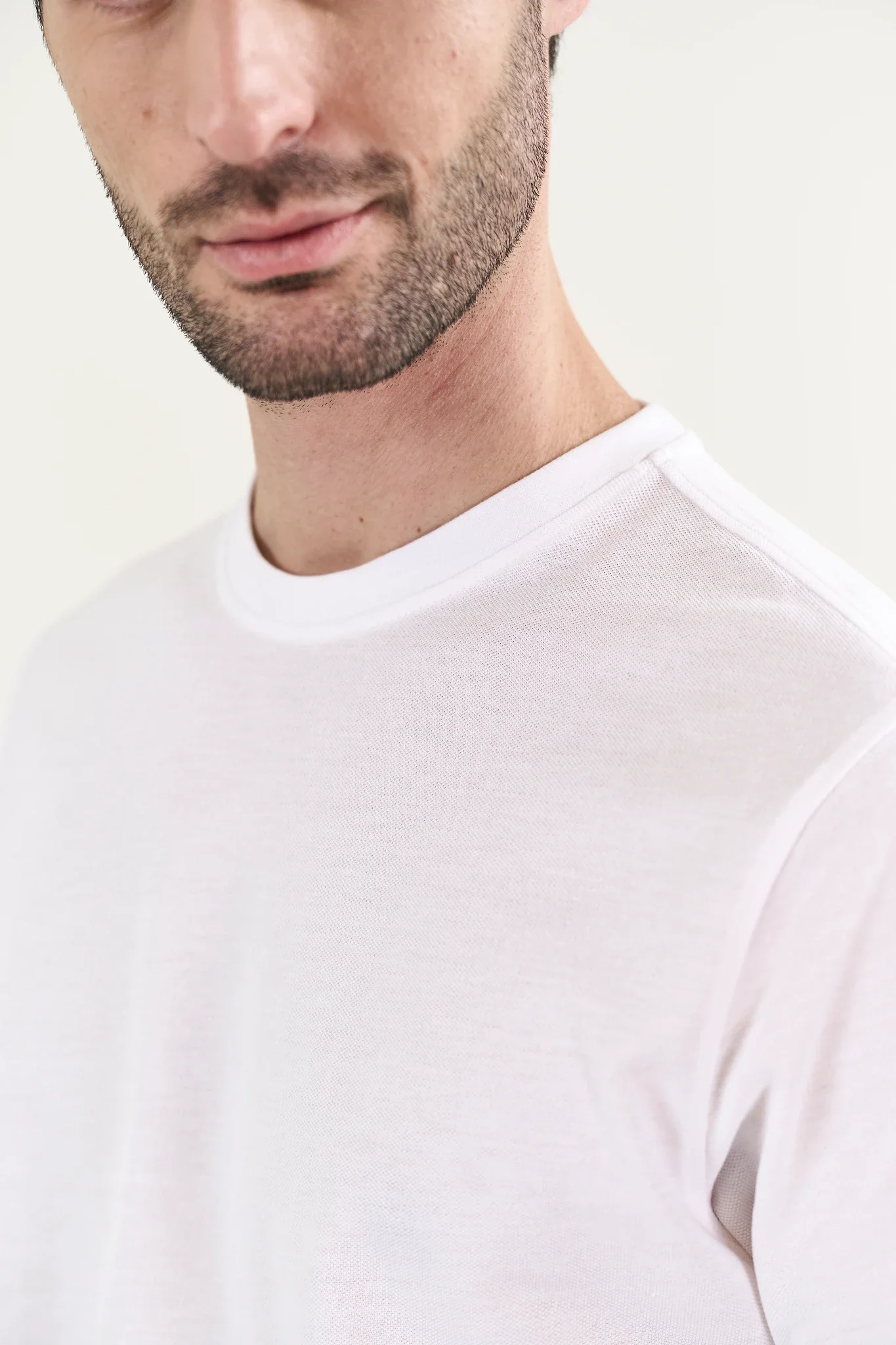 T-Shirt bianco piquet misto cotone - Image 2