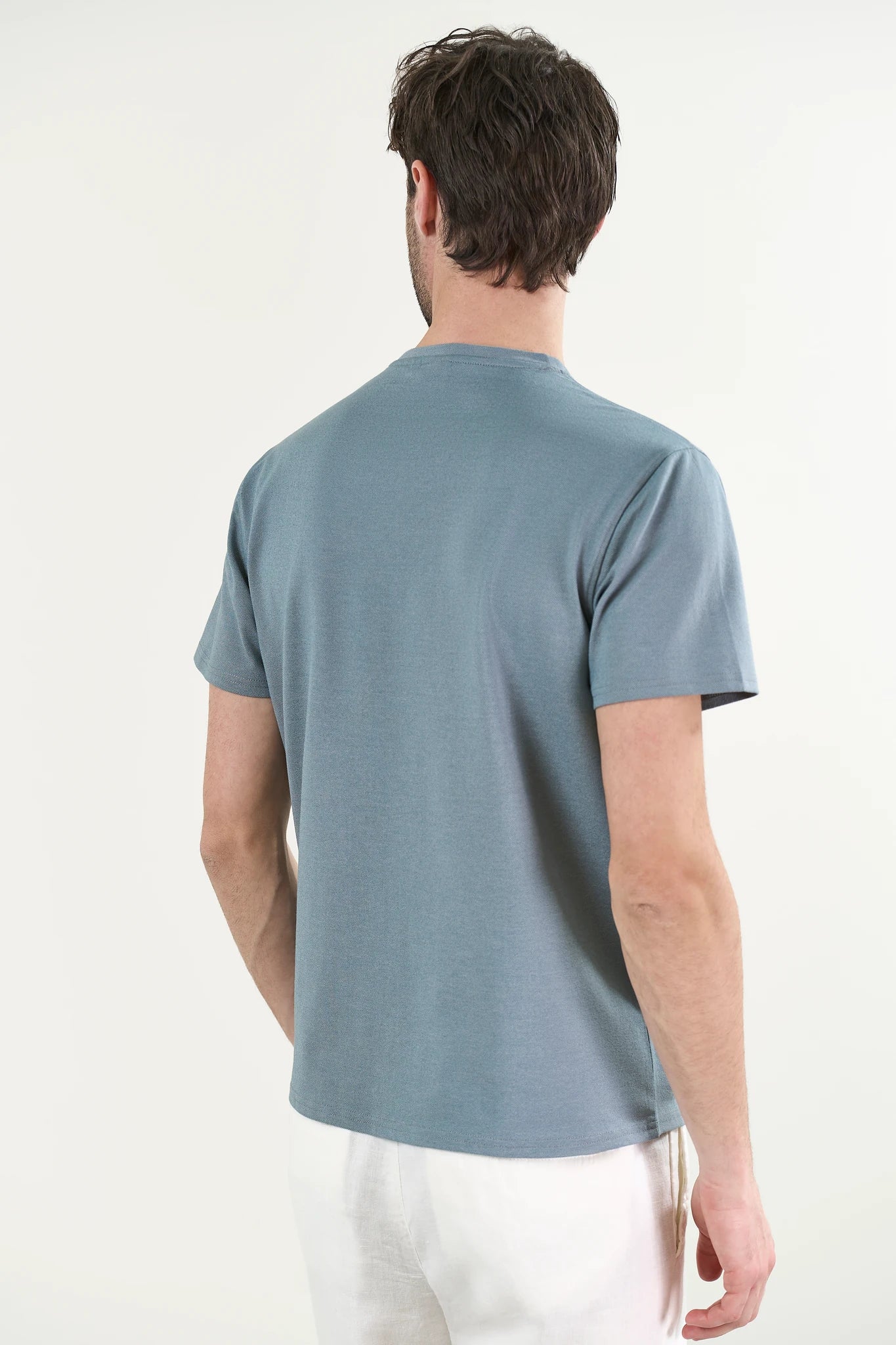 T-Shirt verde piquet misto cotone melange - Image 2