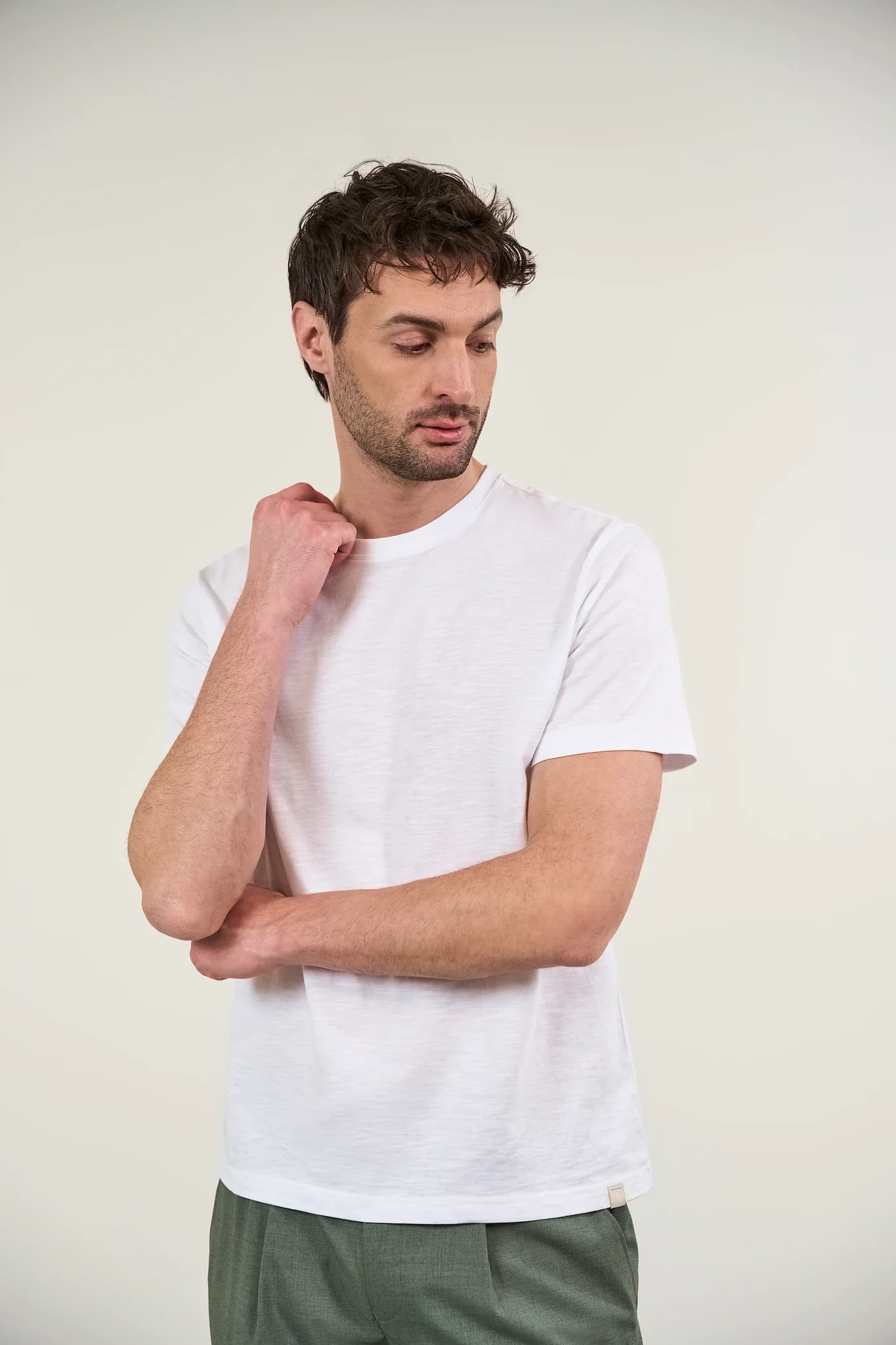 T-Shirt bianca cotone slub