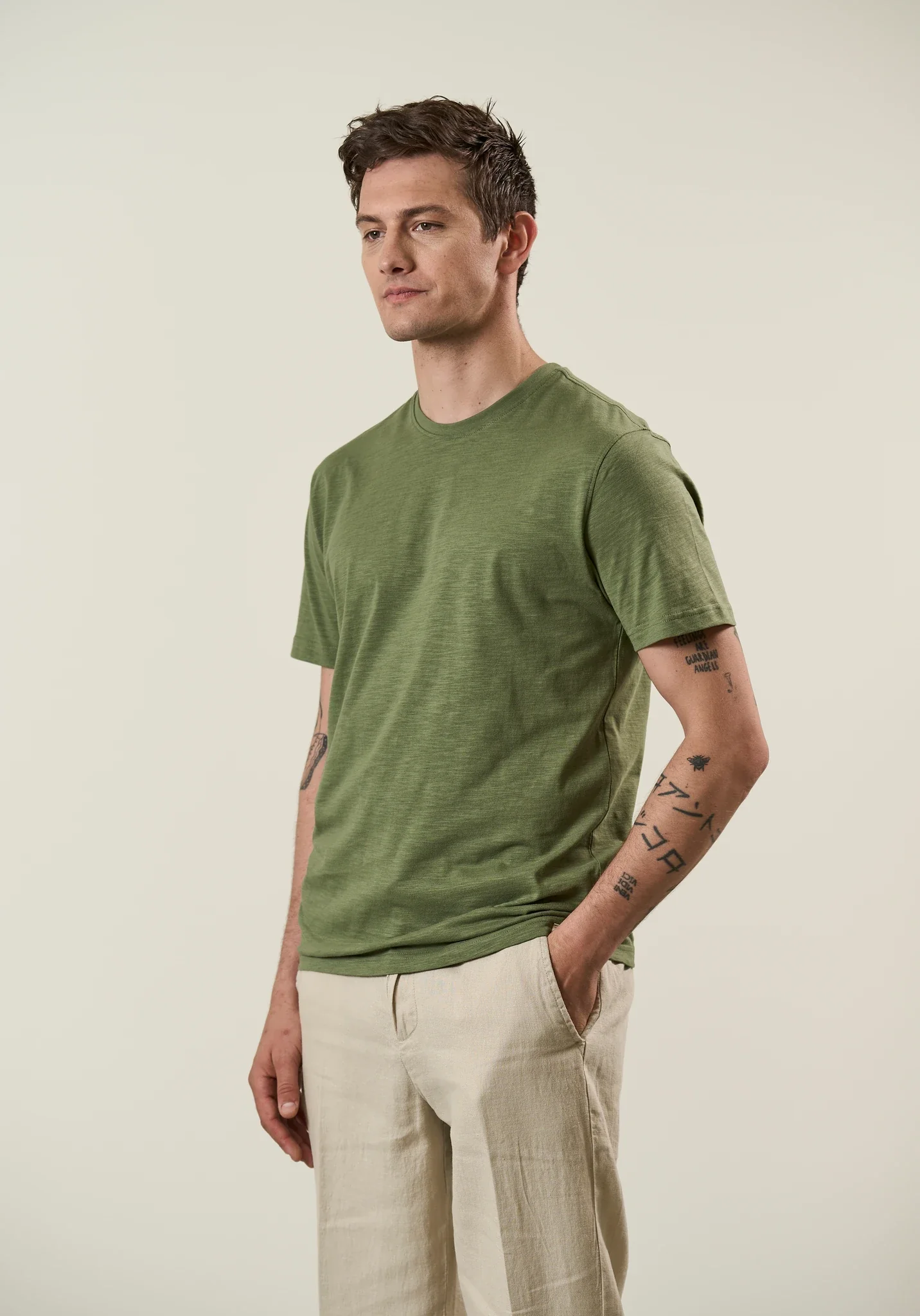 T-Shirt verde cotone slub