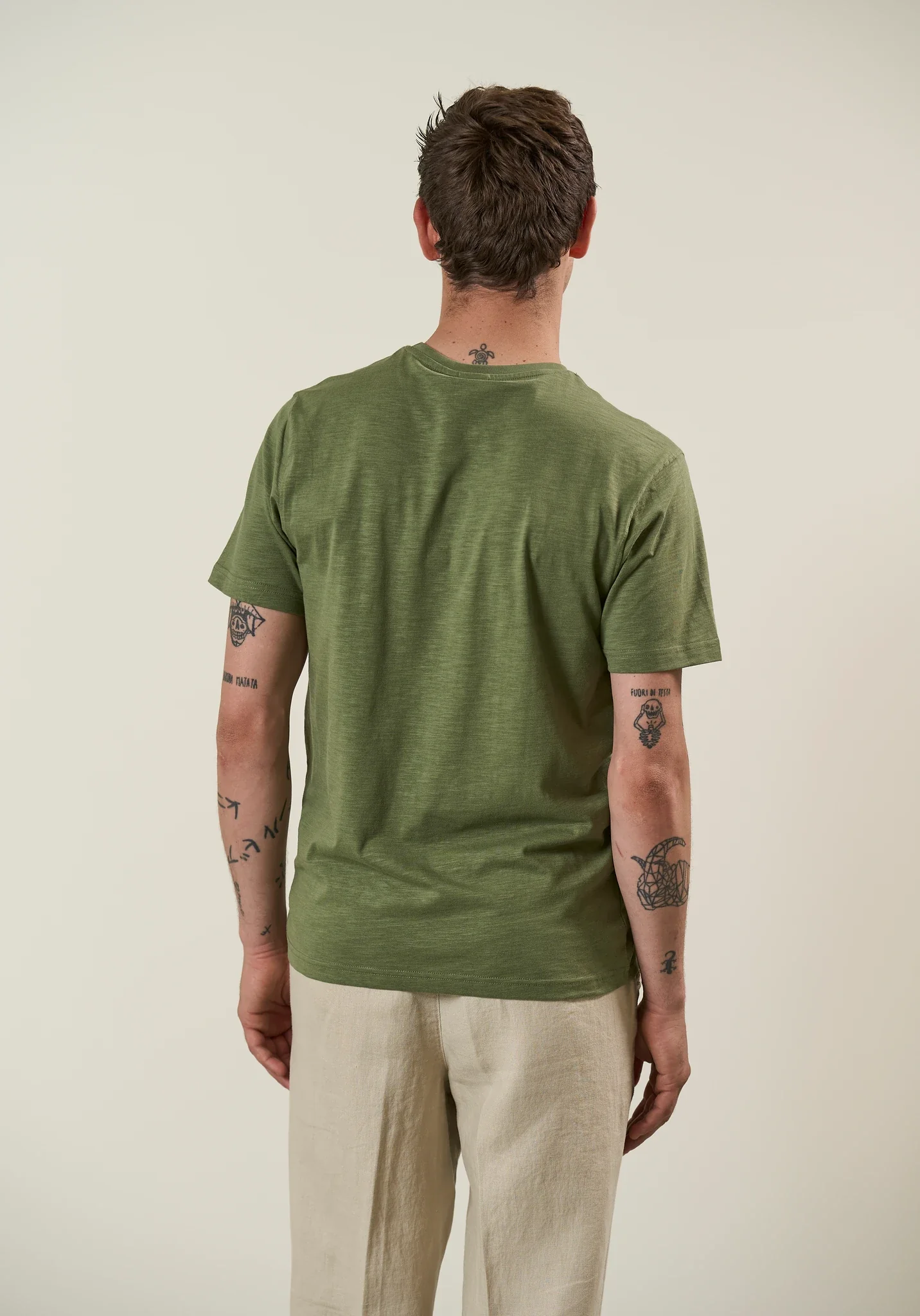 T-Shirt verde cotone slub - Image 5