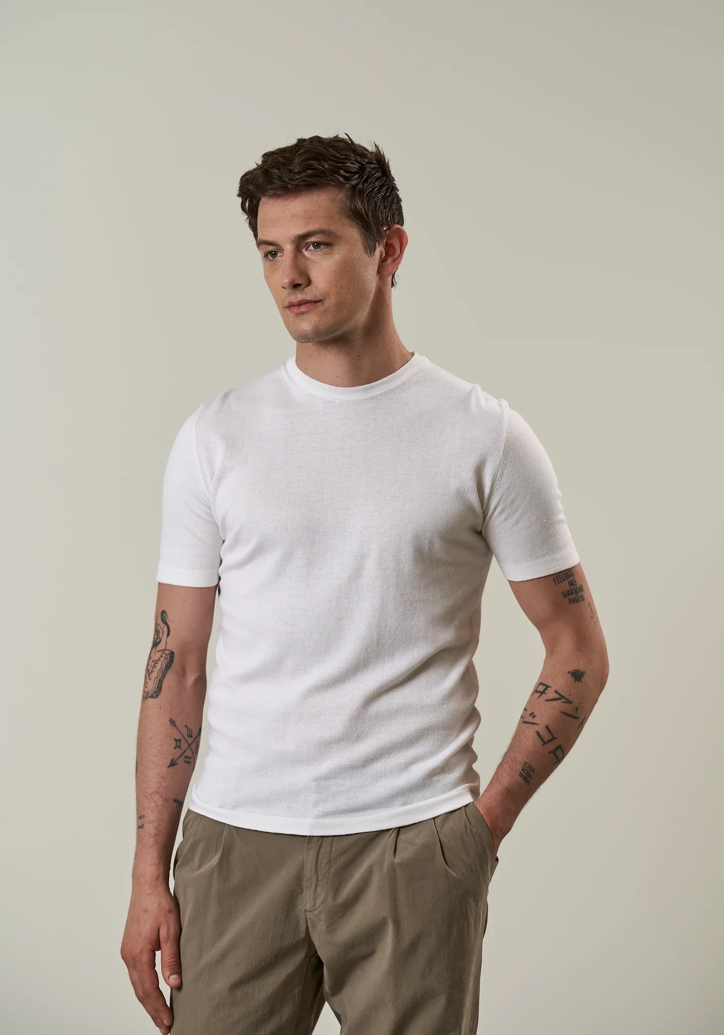 T-Shirt bianca cotone tricotina