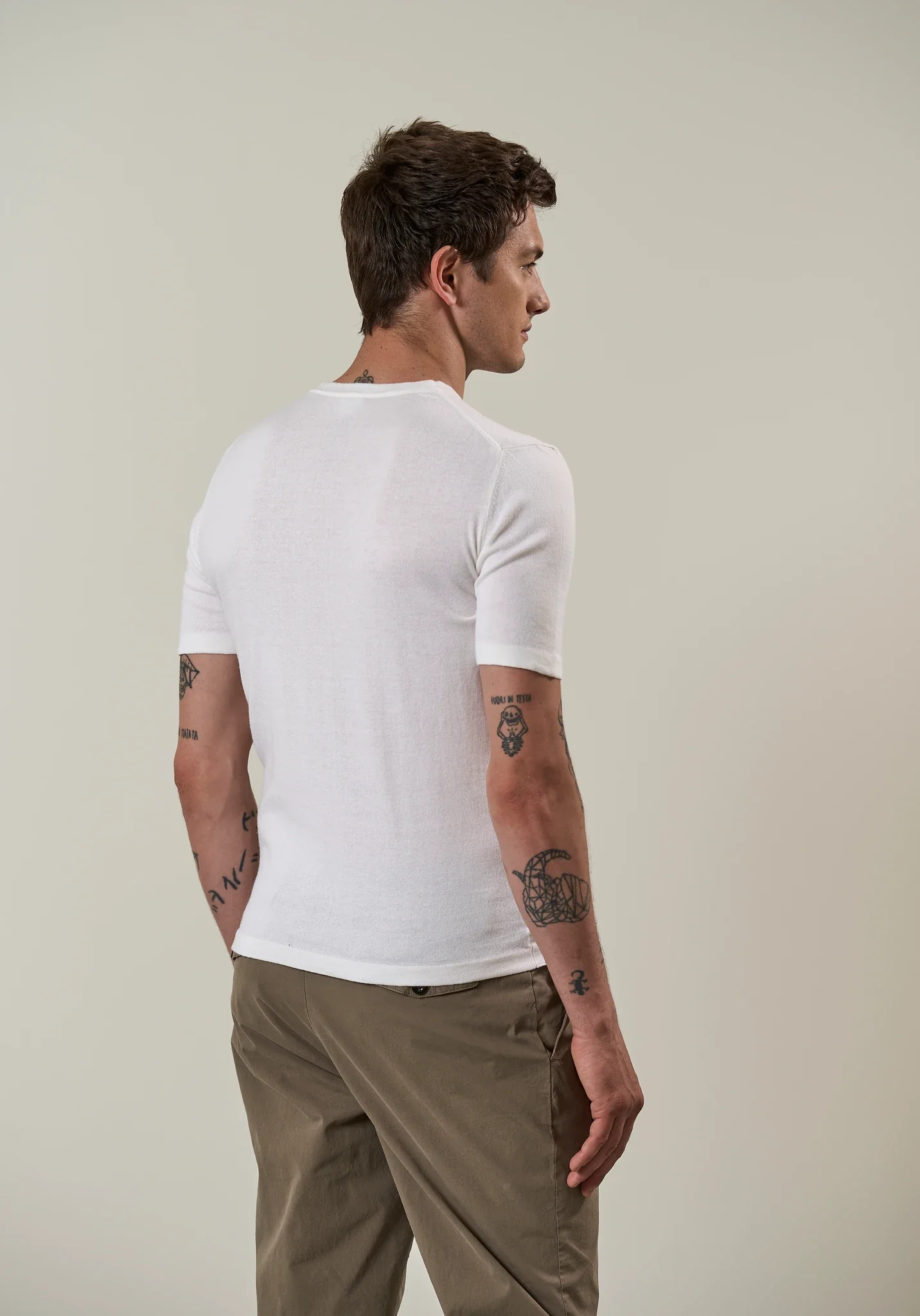 T-Shirt bianca cotone tricotina - Image 4