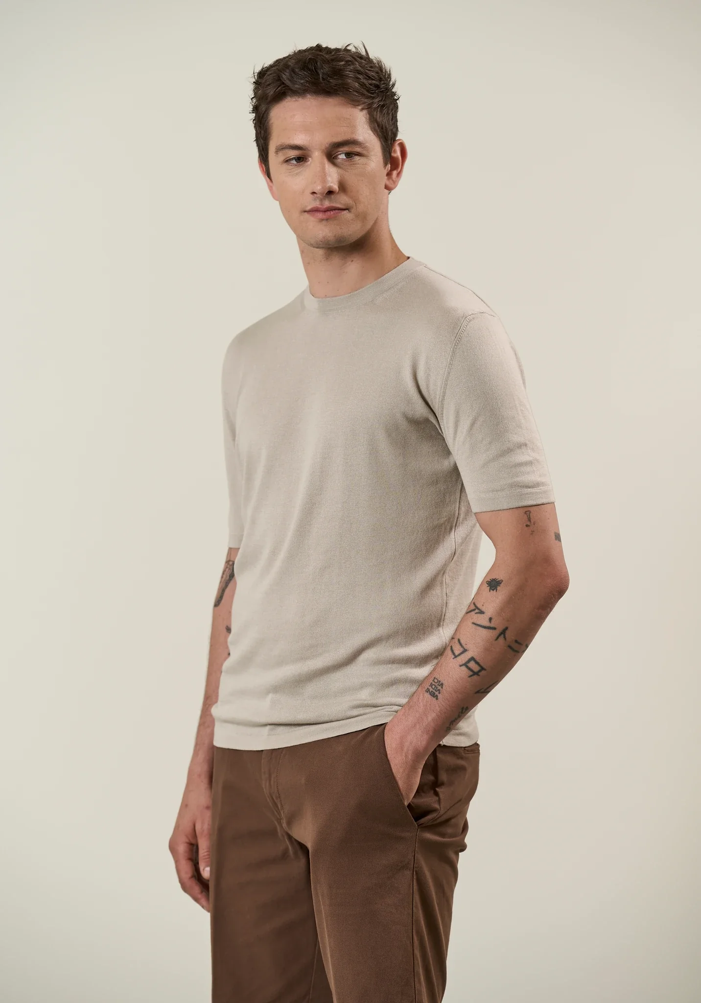 T-Shirt beige cotone tricotina