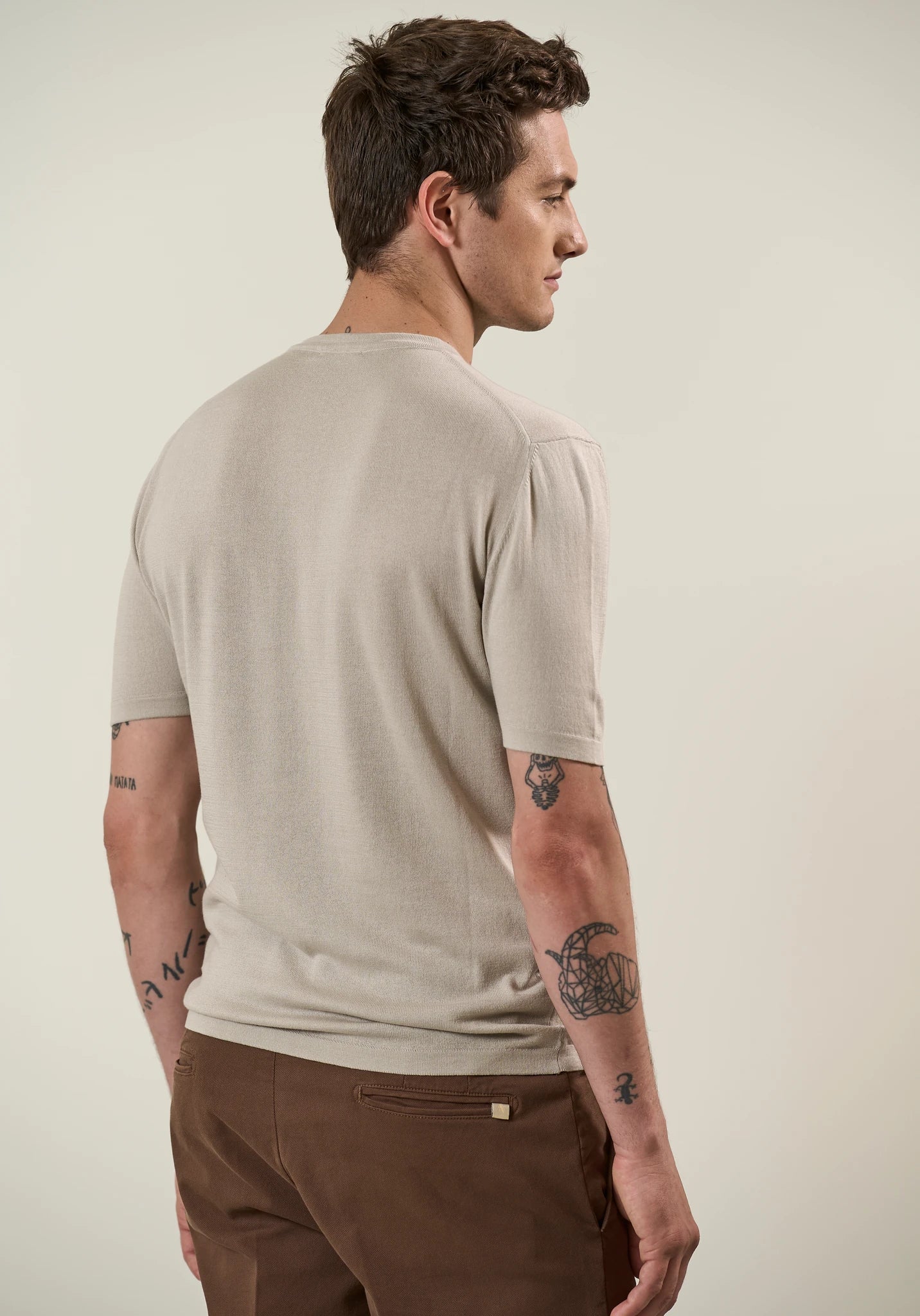 T-Shirt beige cotone tricotina - Image 4