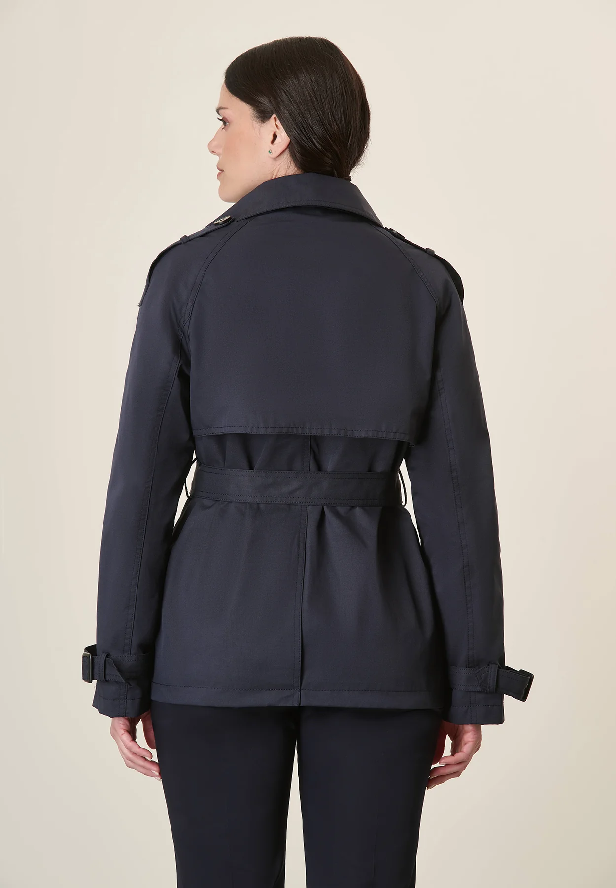 Trench blu corto impermeabile - Image 3